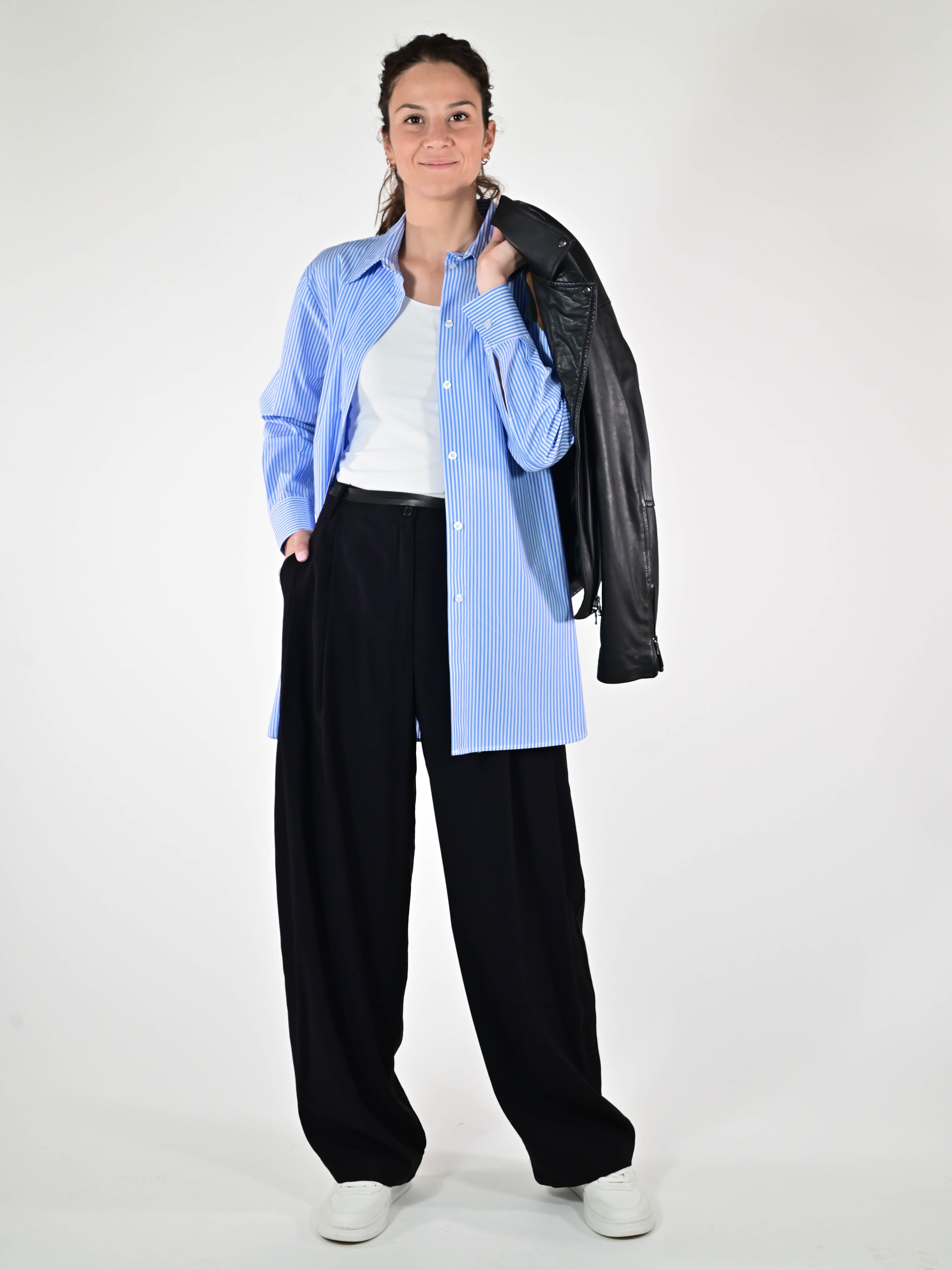 Camicia basic lunga cotone azzurro C5645-NT/BAS21 RIGA AZZURRA LALTRA|STORIA