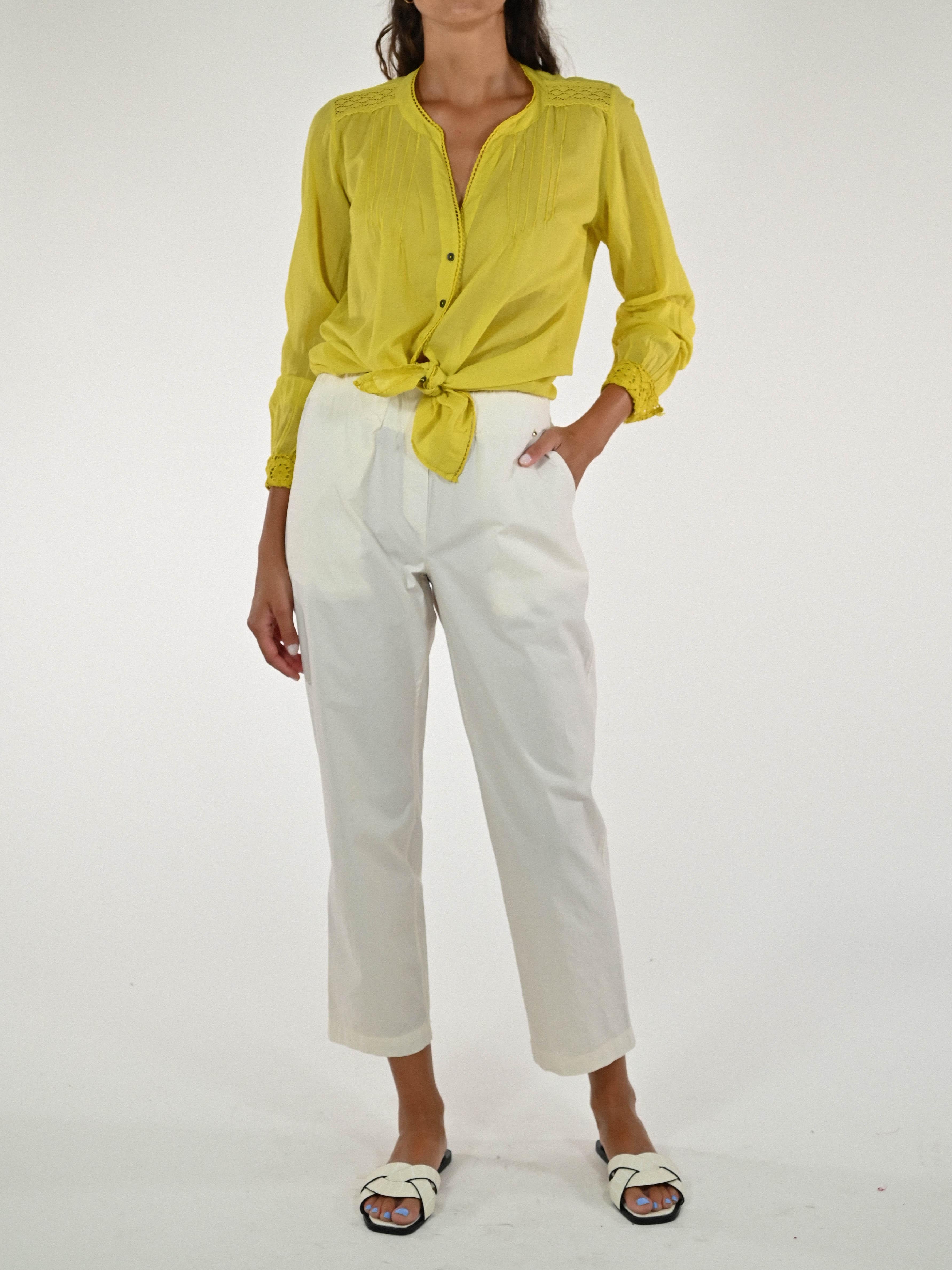 Pantalone elastico vita cotone burro P1107023 BURRO LALTRA|STORIA