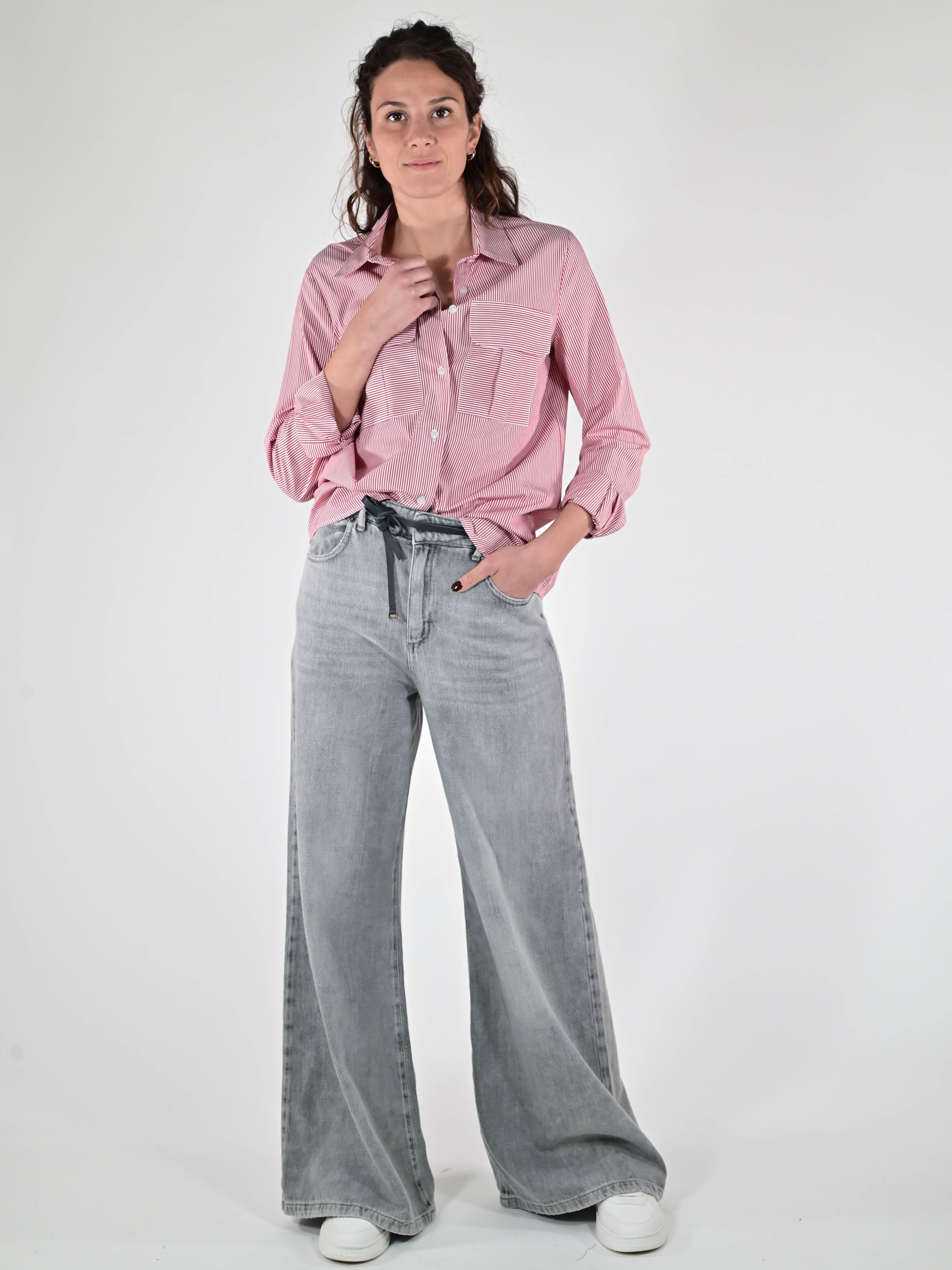 Camicia righe tasche cotone rossa C5569-T182-BAS27 RIGA ROSSA LALTRA|STORIA