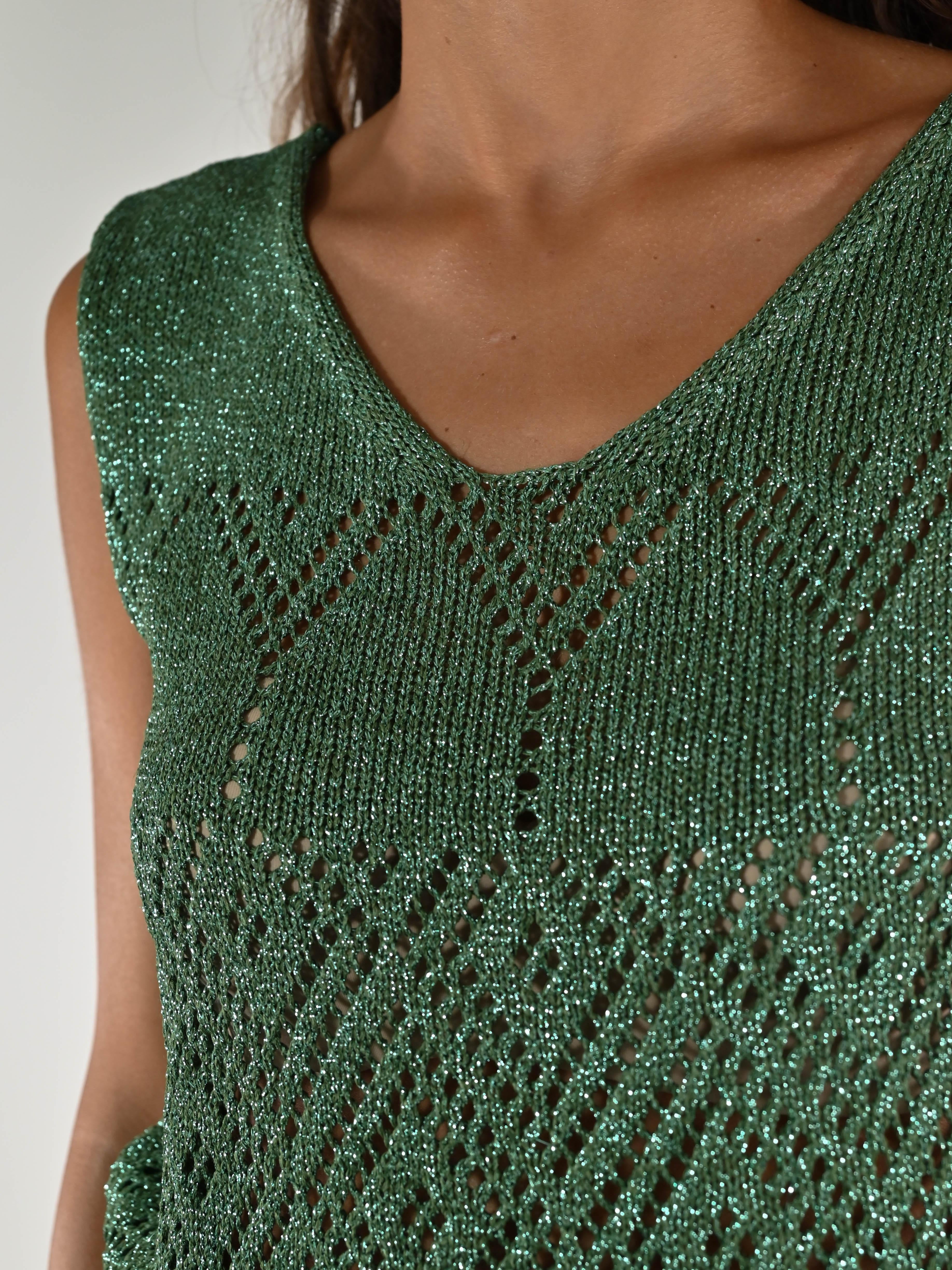 Gilet traforato lurex verde CHGTL6 VERDE LALTRA|STORIA