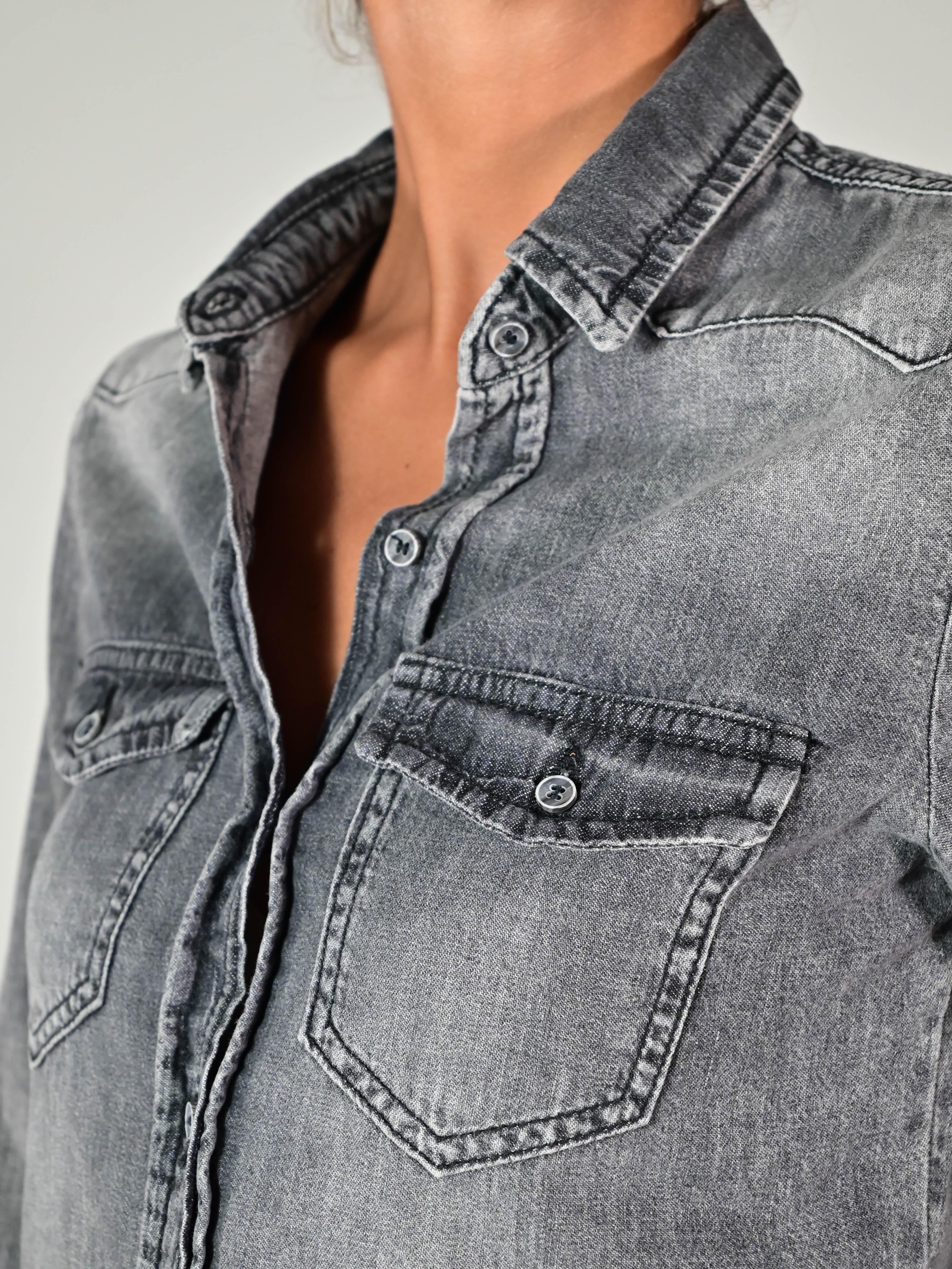 Camicia denim basic cotone CD87-112-GREY30 GRIGIO LALTRA|STORIA
