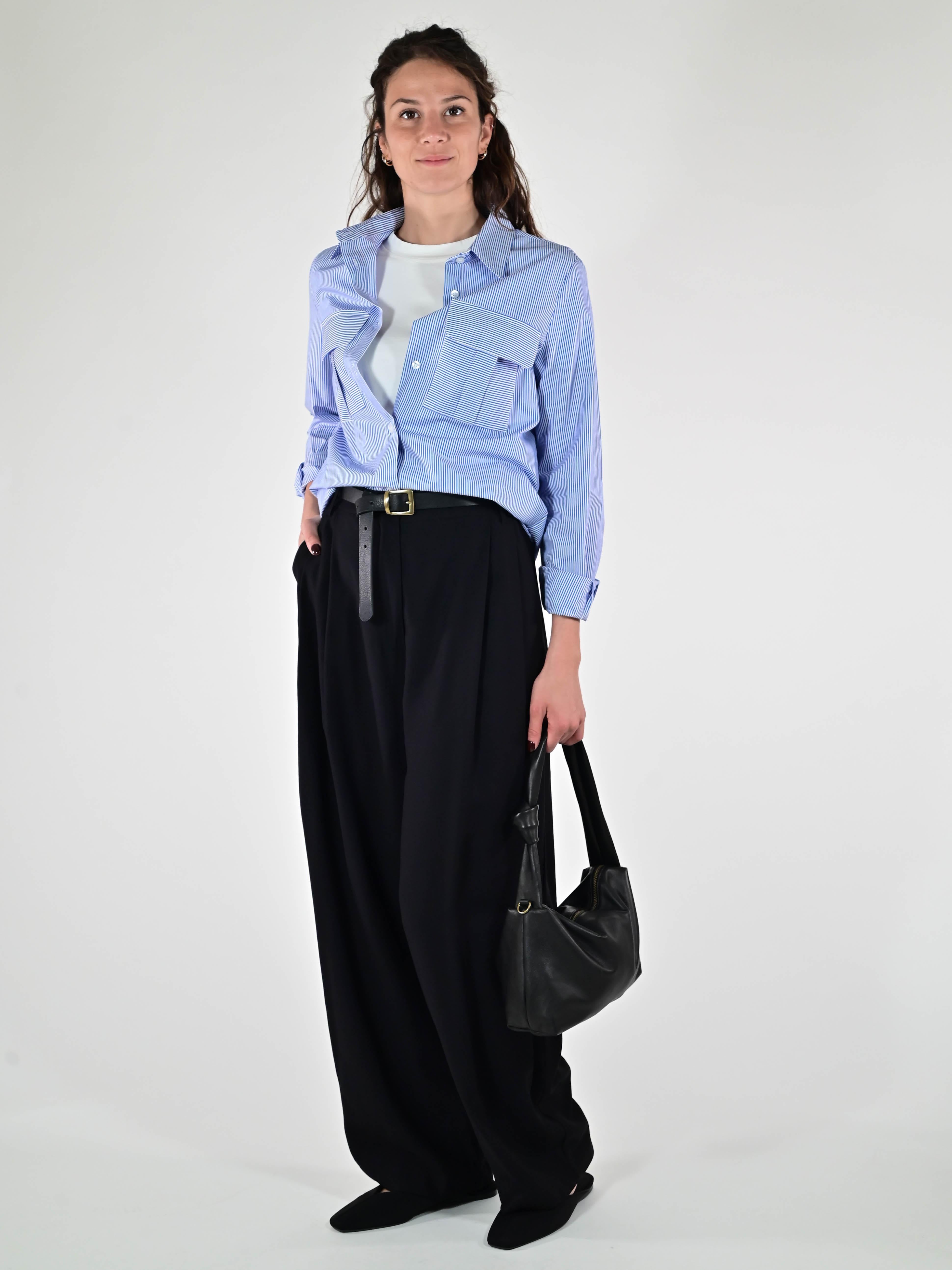 Camicia righe tasche cotone blu C5569-T182-BAS27 RIGA BLU LALTRA|STORIA