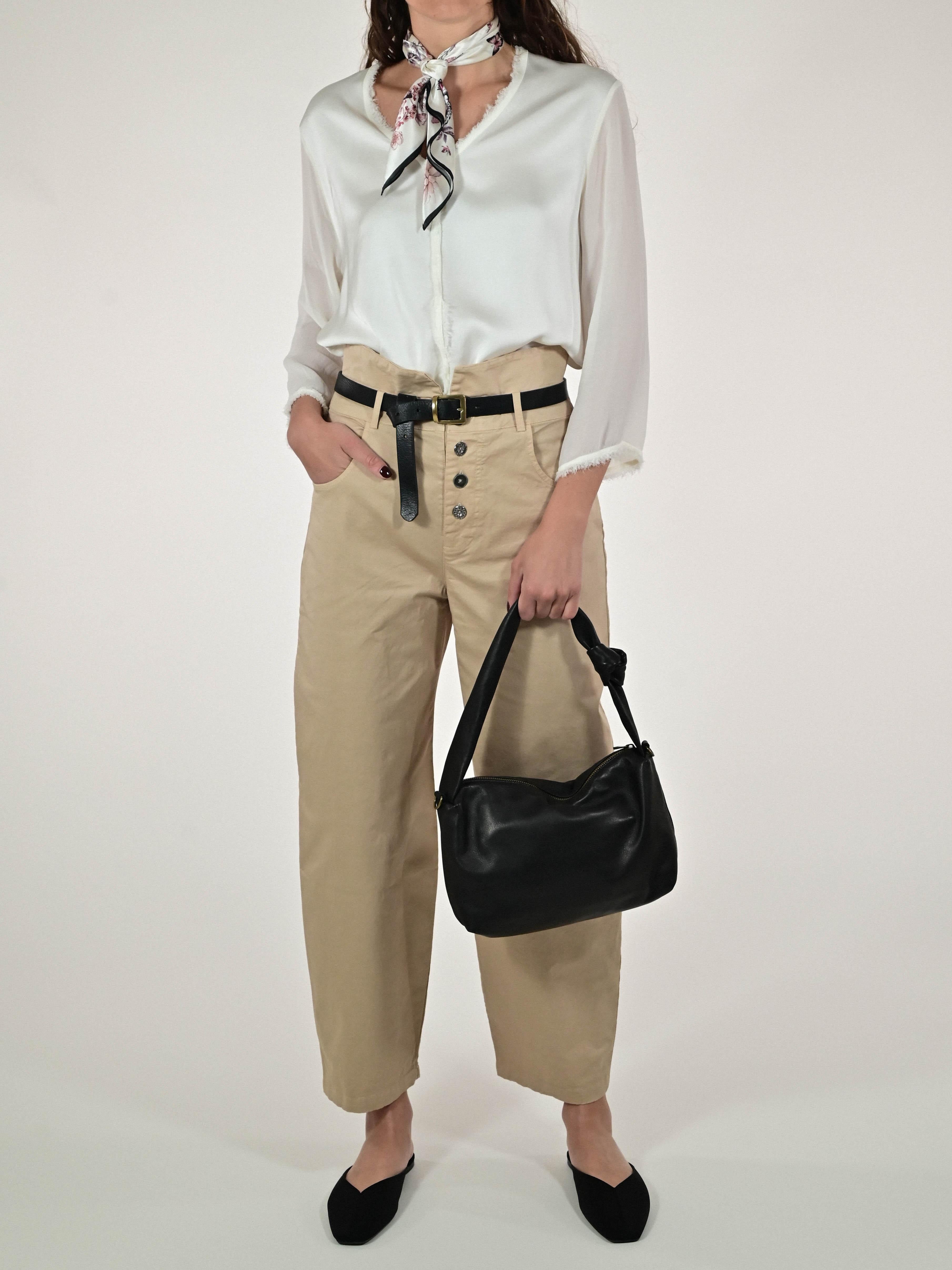 Pantalone bottoni cotone beige P1101832 BEIGE LALTRA|STORIA
