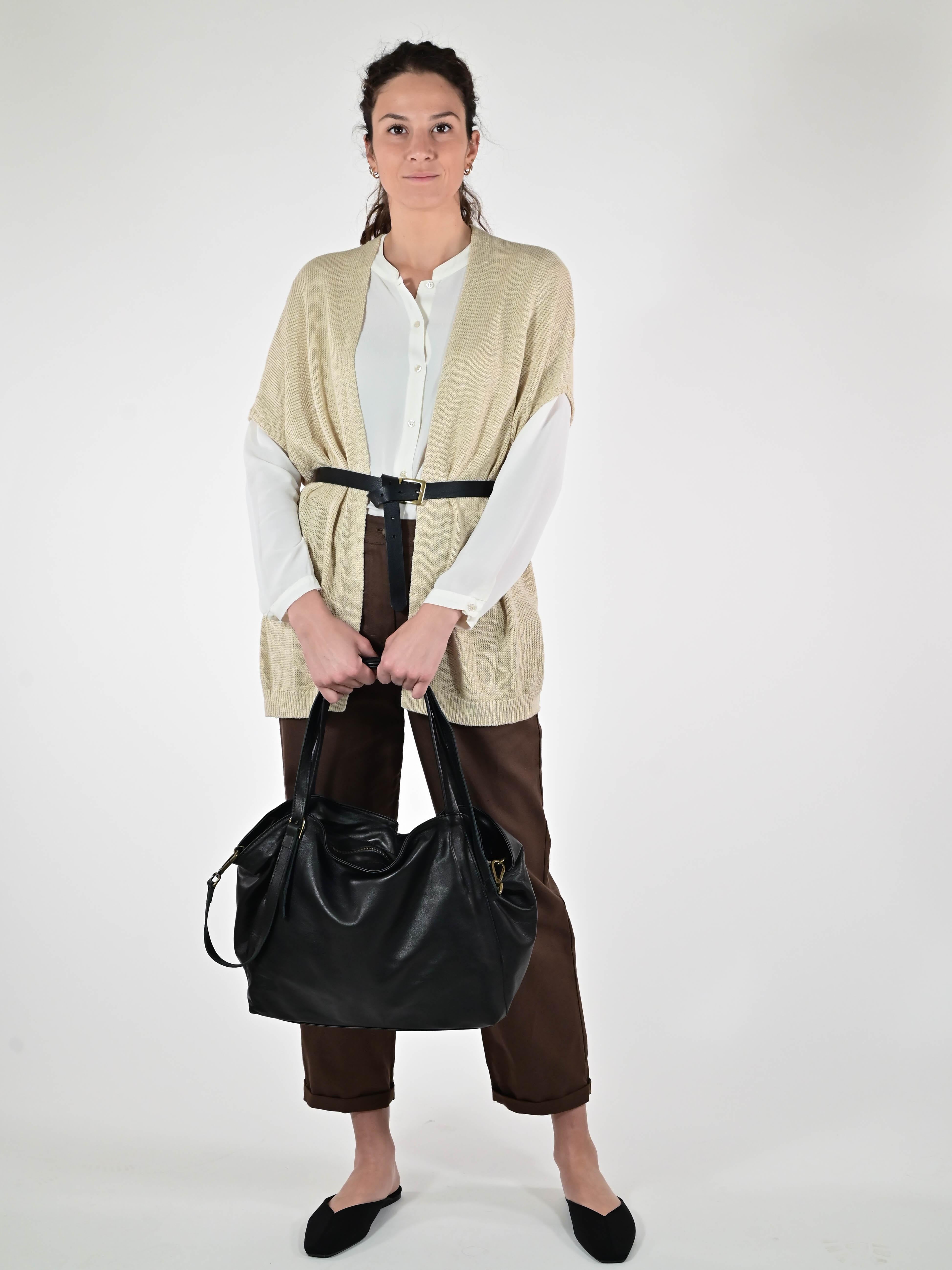 Cardigan filato smanicato lino-viscosa corda D93VN4426 CORDA LALTRA|STORIA