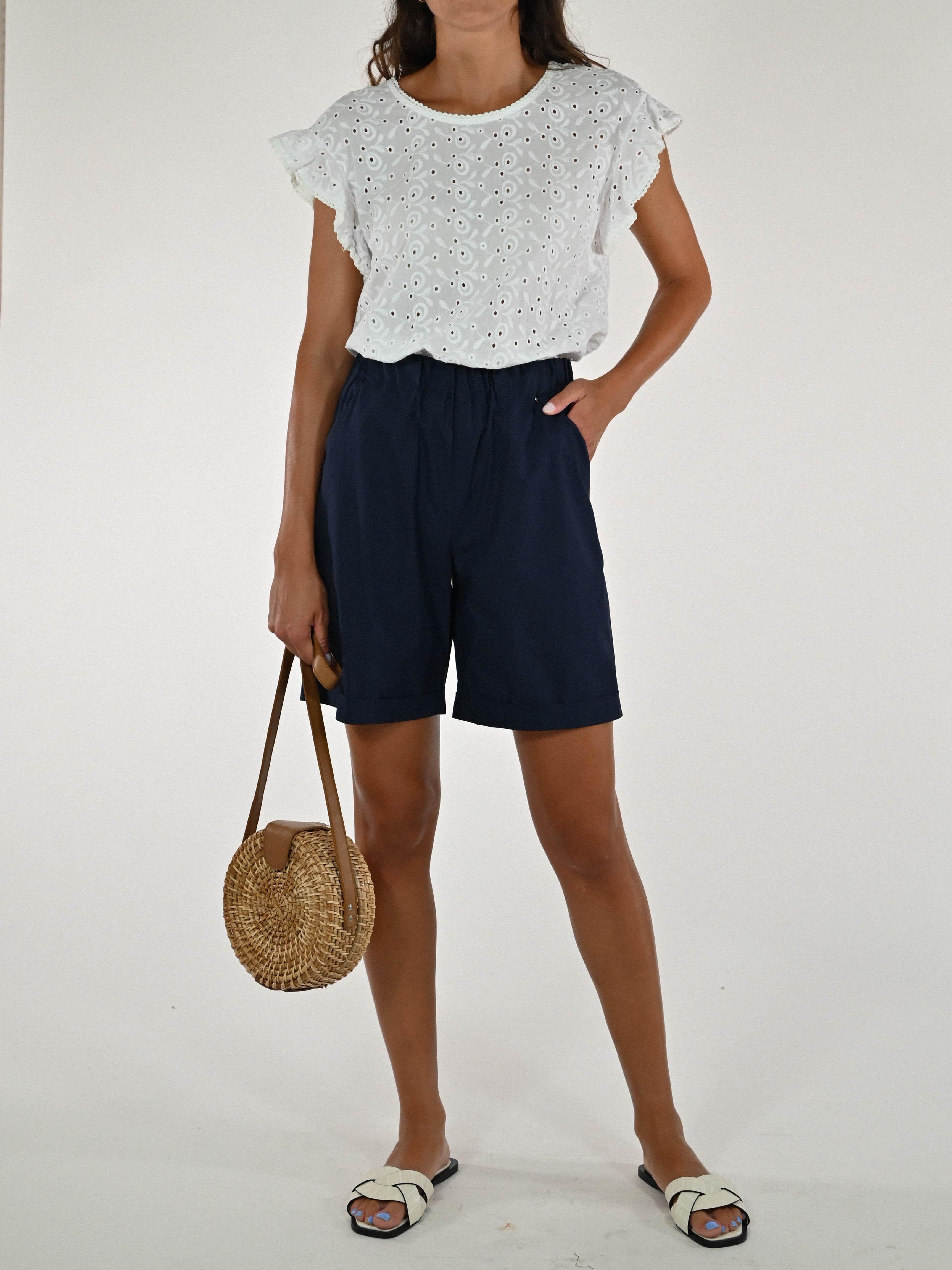 Bermuda risvolto cotone blu P1115816 BLU LALTRA|STORIA