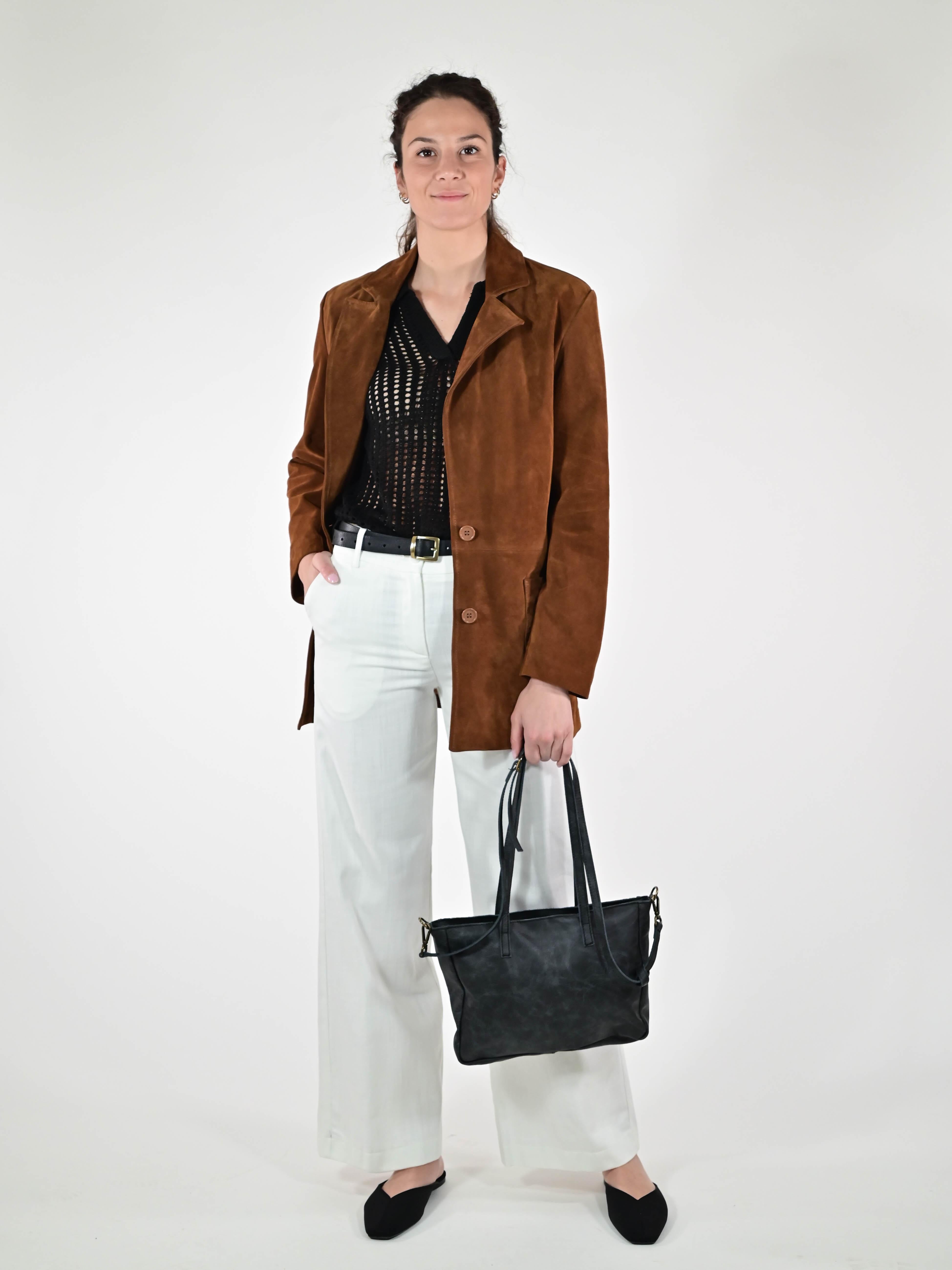 Blazer tasche camoscio GGGB2328S103 COGNAC LALTRA|STORIA