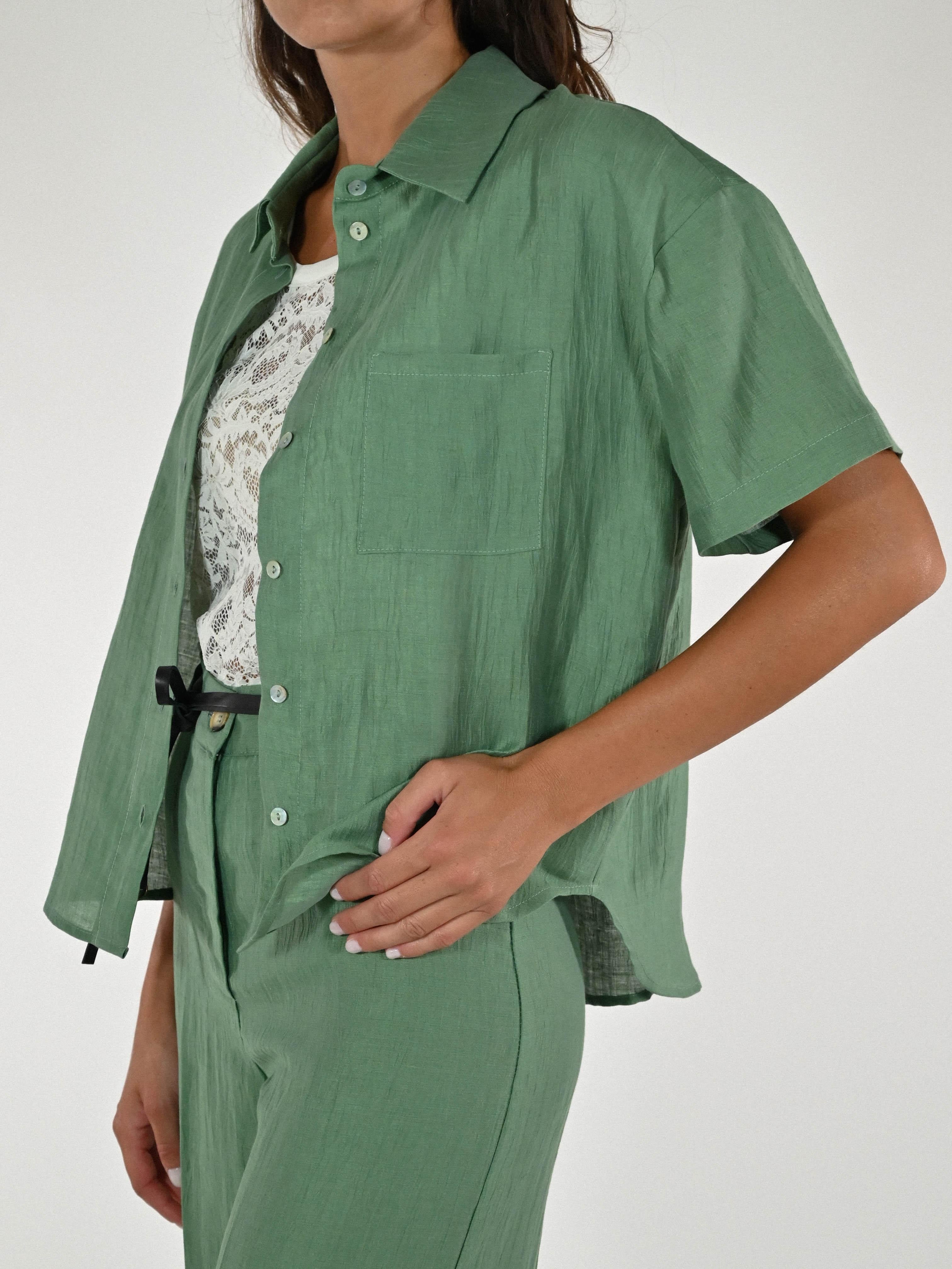 Camicia taschino cangiante lino salvia CPPE25263932 SALVIA LALTRA|STORIA