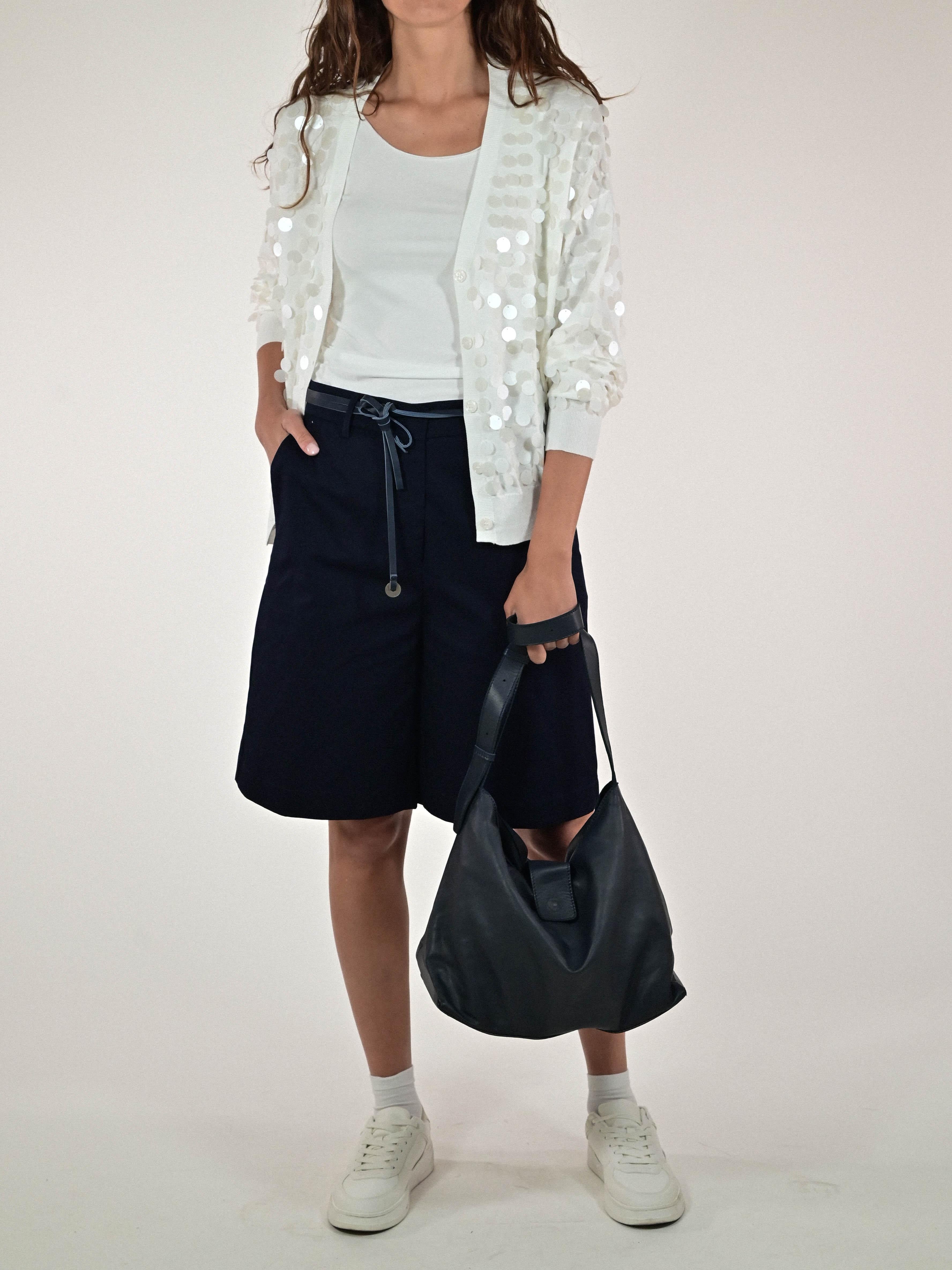 Cardigan paillettes viscosa panna D93VN4324 PANNA LALTRA|STORIA