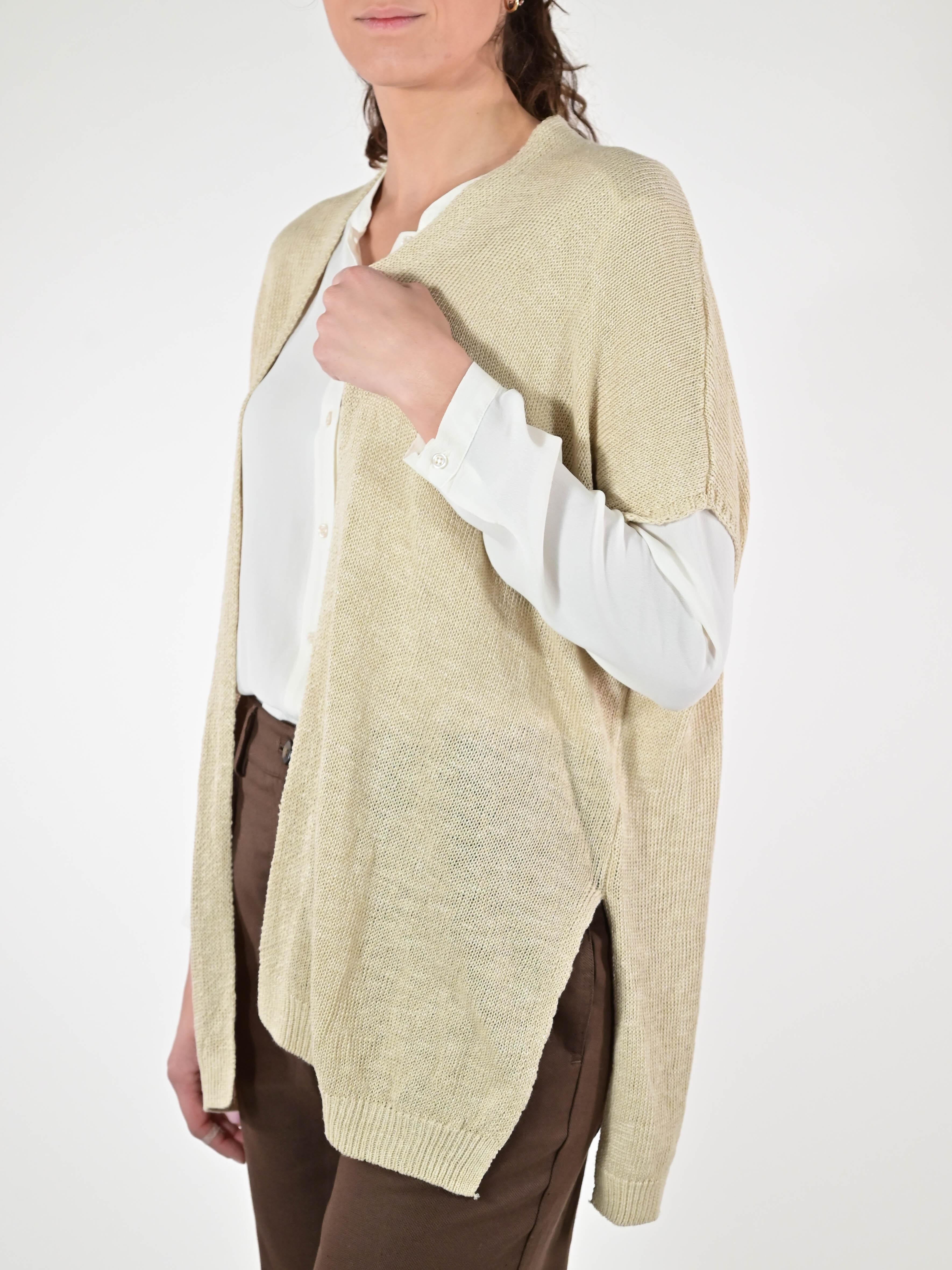 Cardigan filato smanicato lino-viscosa corda D93VN4426 CORDA LALTRA|STORIA 