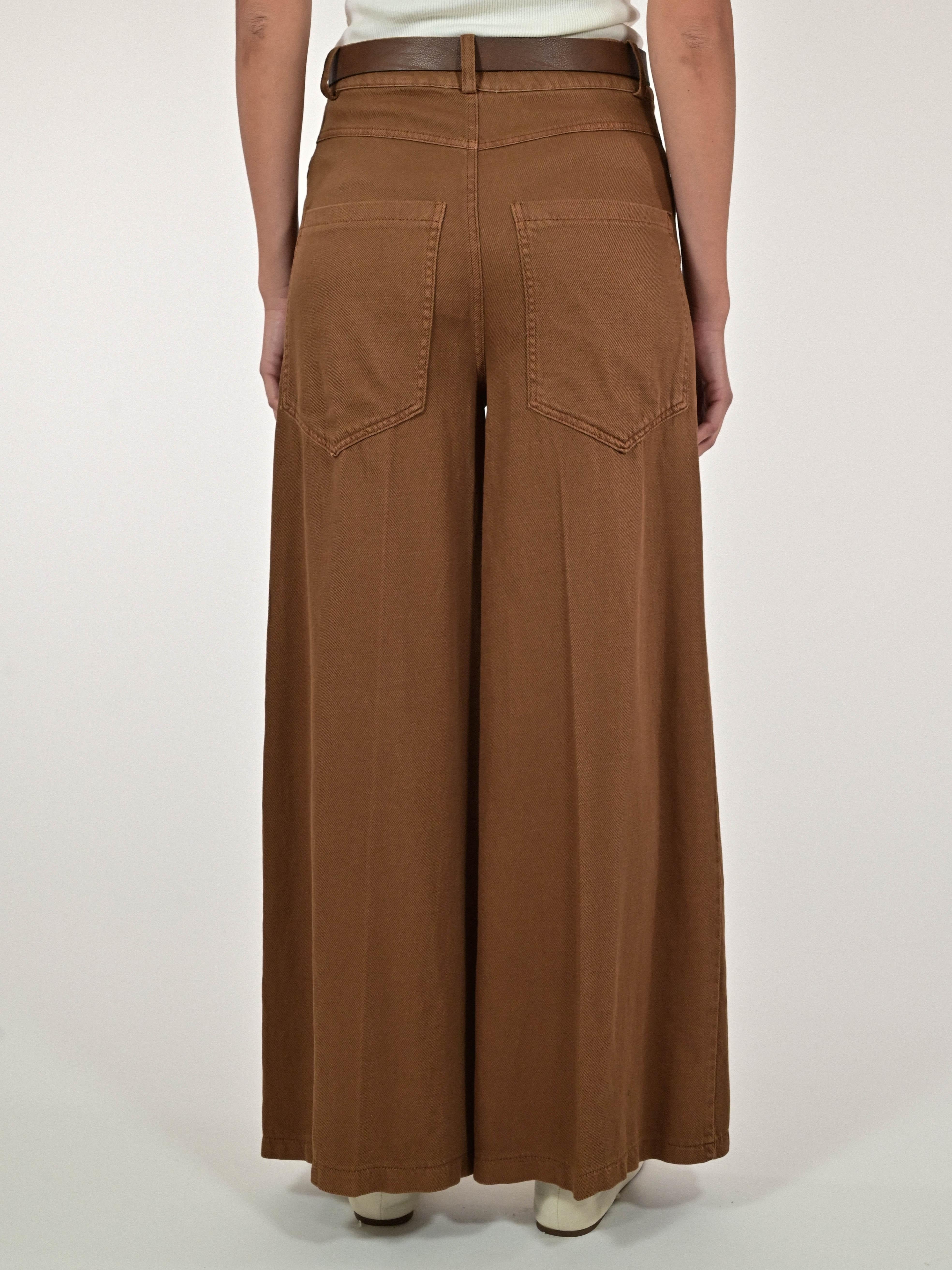 Pantalone palazzo con cinta cotone bruciato CPPE25420632 BRUCIATO LALTRA|STORIA 