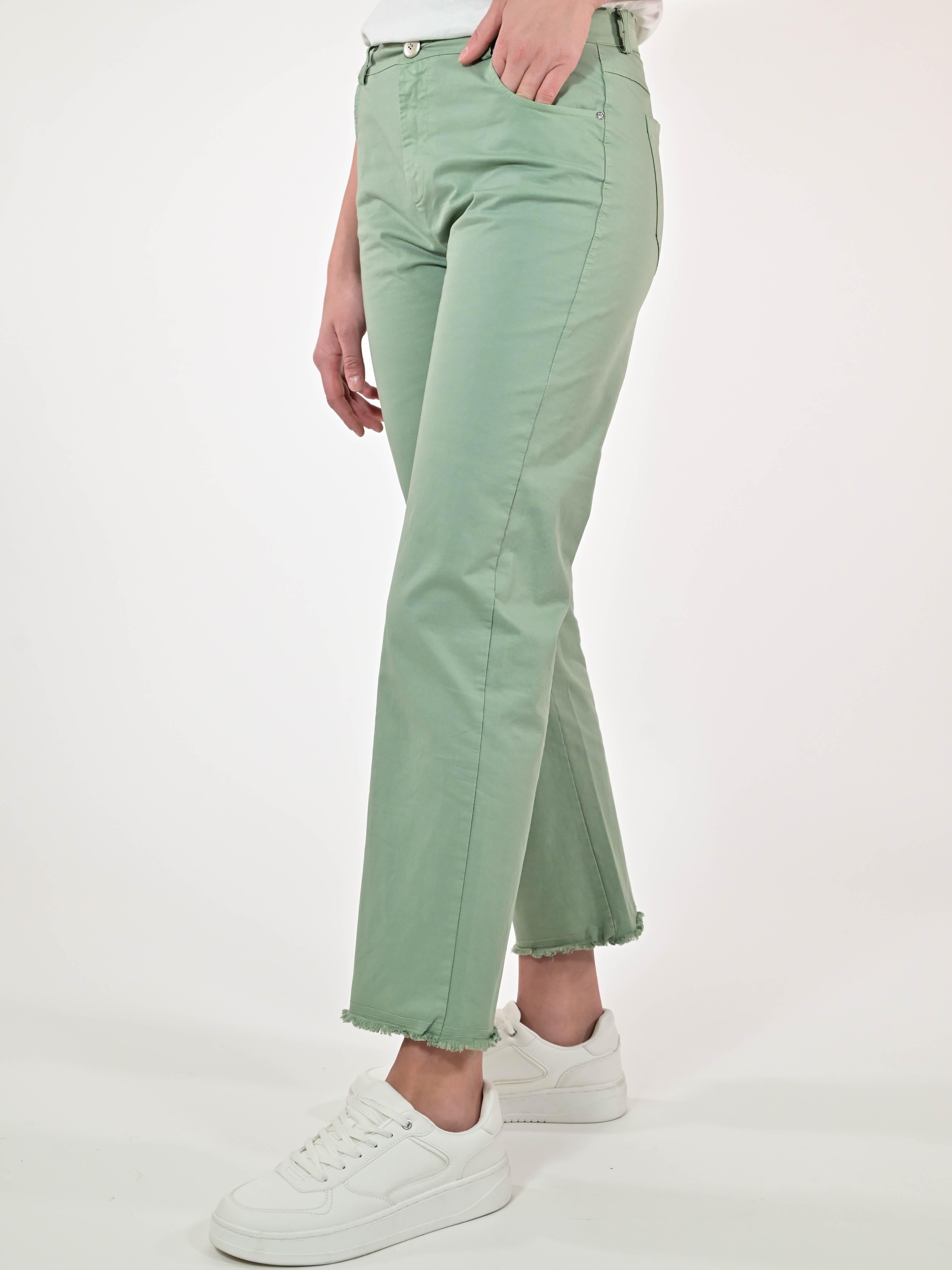 Pantalone slim in gabardine cotone verde salvia P1091029 VERDE SALVIA LALTRA|STORIA 