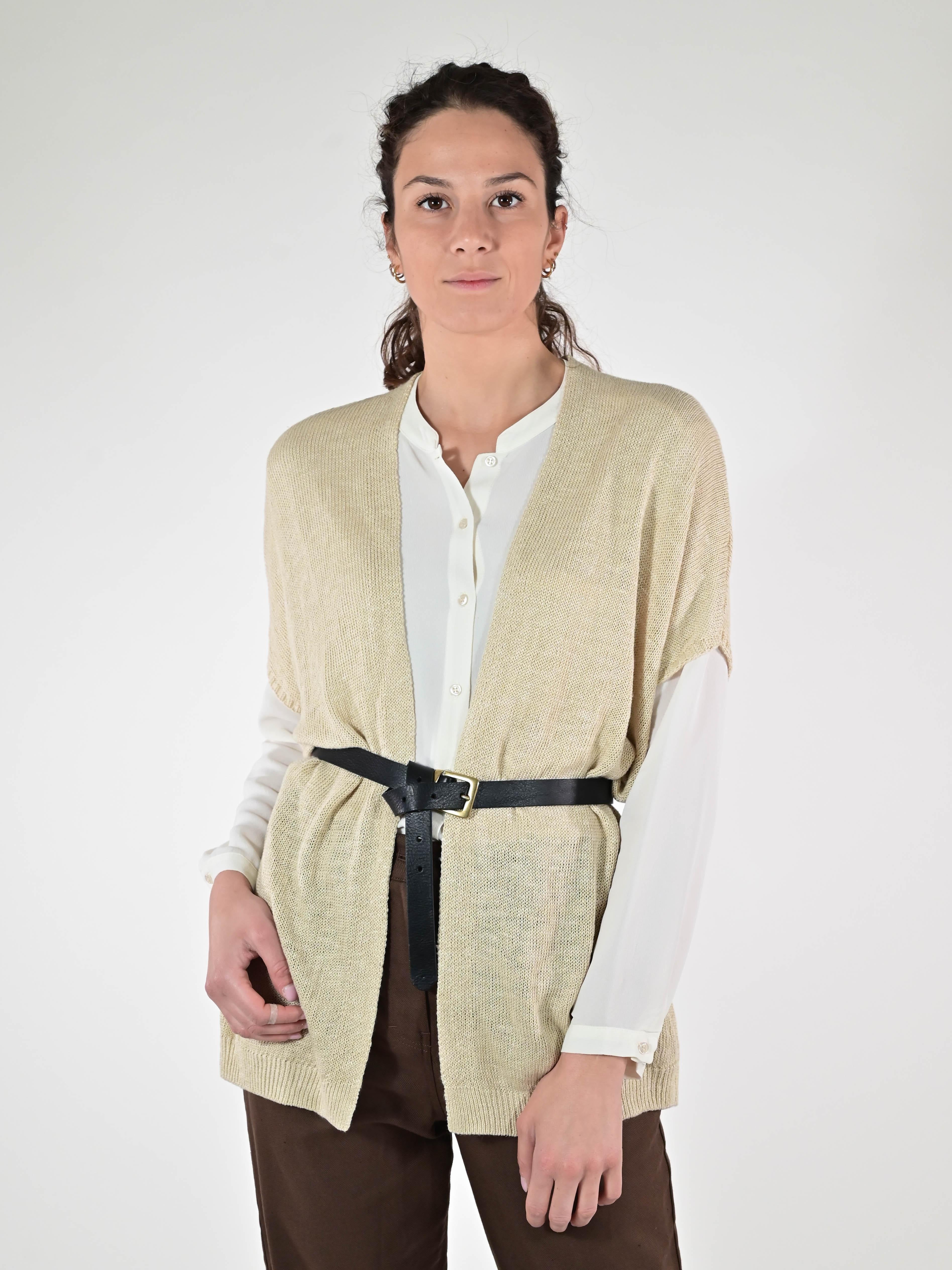 Cardigan filato smanicato lino-viscosa corda D93VN4426 CORDA LALTRA|STORIA 