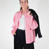Camicia pieghe manica in cotone rossa C663425 RIGA ROSSA LALTRA|STORIA 
