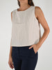 Canotta righe bottoni cotone beige