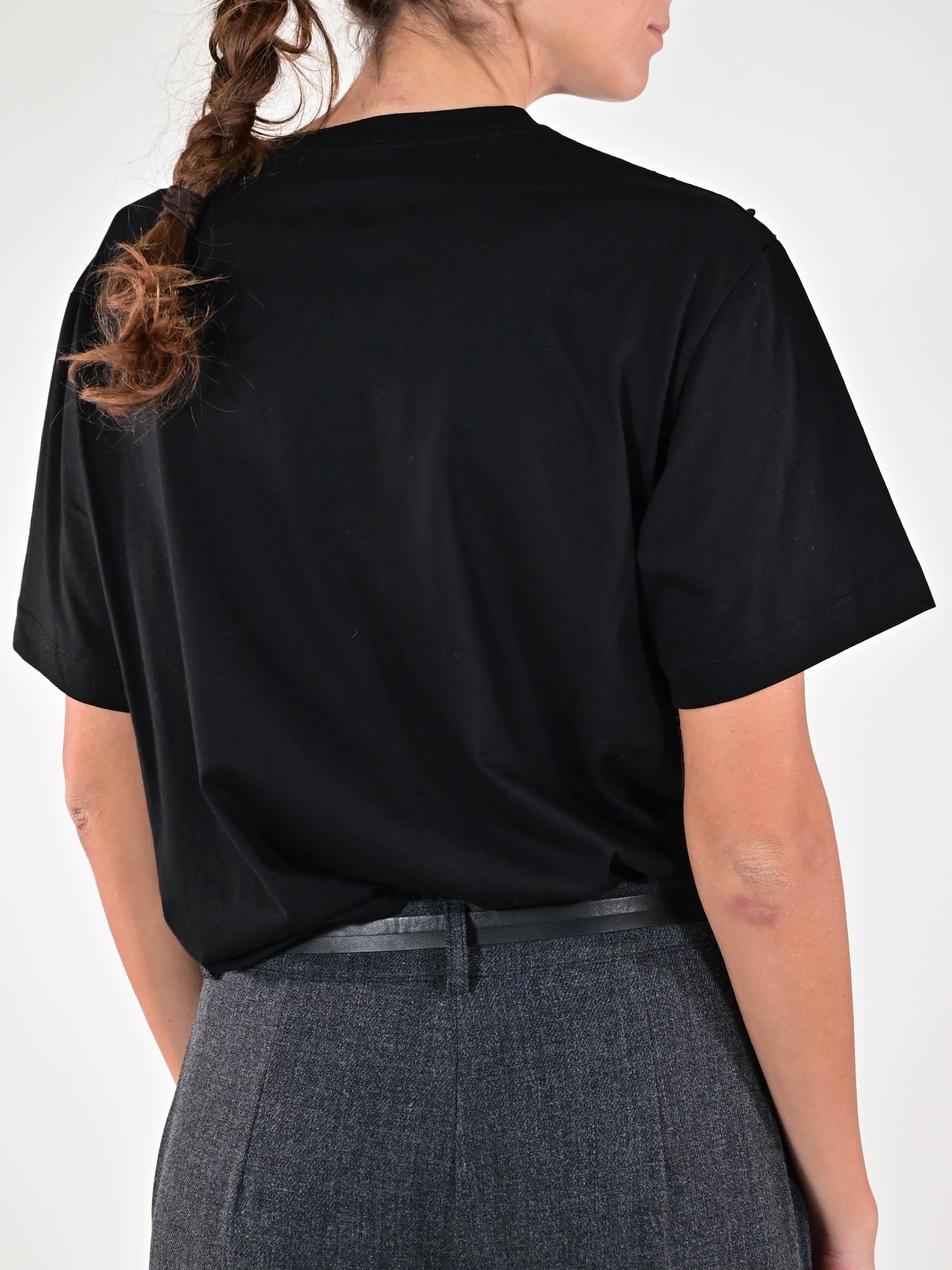 Maglia paillettes spalle cotone M5099-TP-R15219 NERO LALTRA|STORIA 
