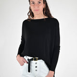 Maglia over scollo a barca in viscosa nera D93PE25VN5121 NERO LALTRA|STORIA 