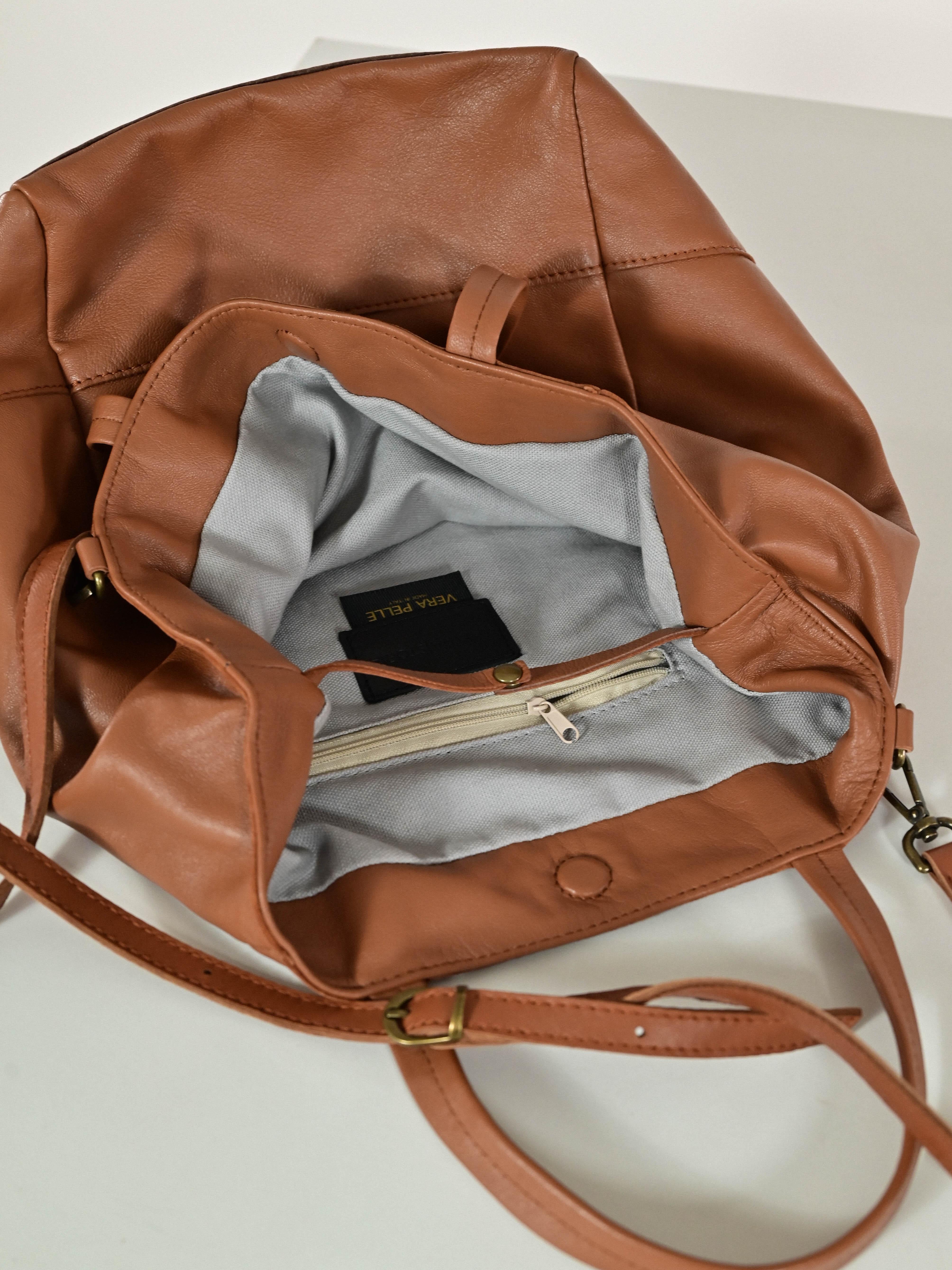 Borsa shopper doppia chiusura vera pelle cuoio GGAR15040 CUOIO LALTRA|STORIA 