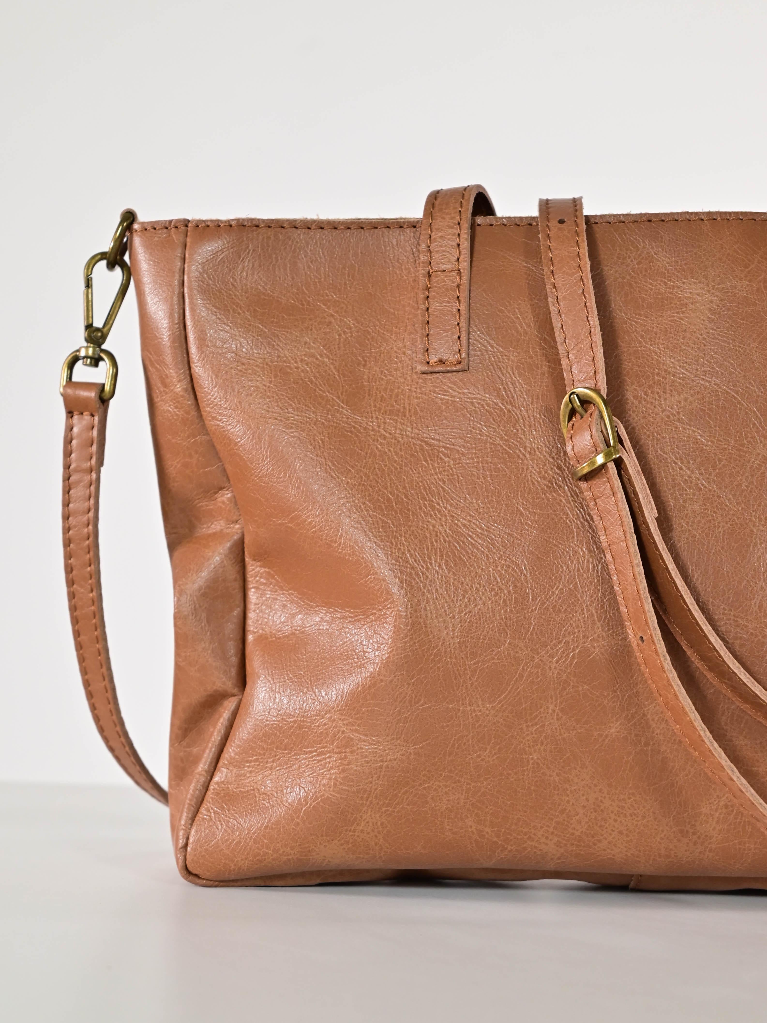 Borsa mini shopper piatta vera pelle cuoio GGAR03728 CUOIO LALTRA|STORIA 