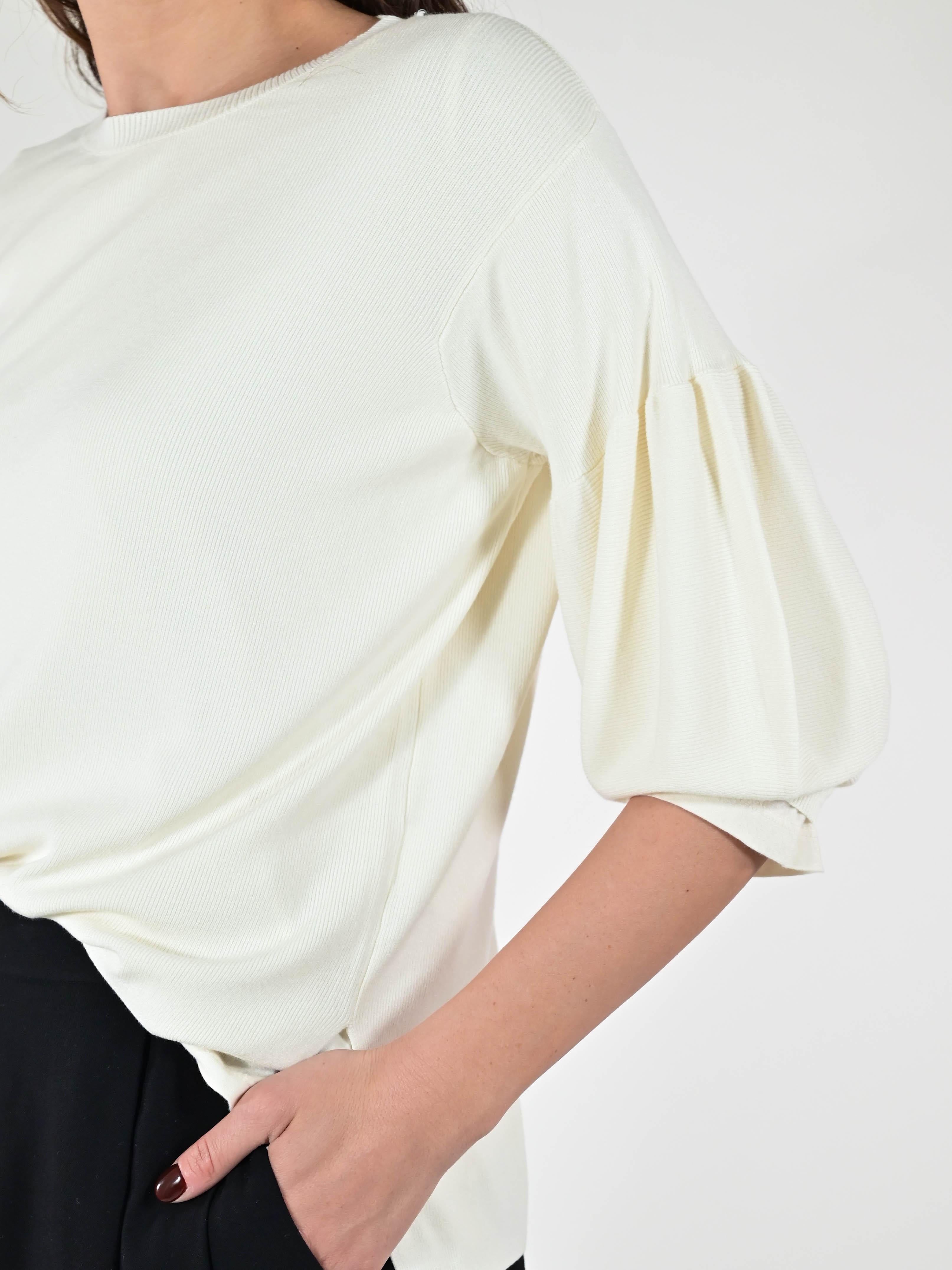 Maglia filato maniche a sbuffo crema D93VN4924 CREMA LALTRA|STORIA 