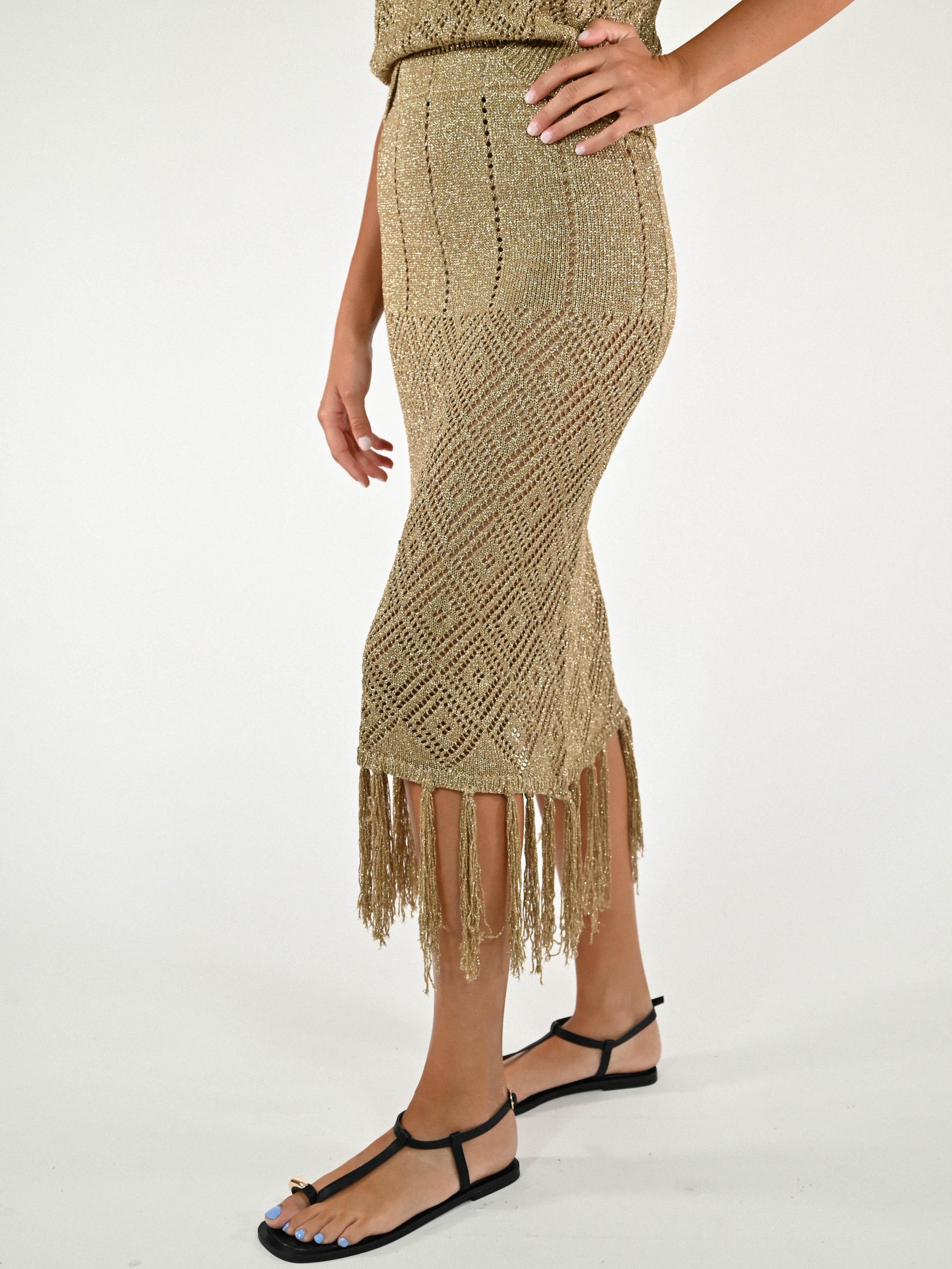 Gonna crochet lurex viscosa oro G6825-T183-BAS25 ORO LALTRA|STORIA 
