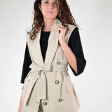 Gilet gessato cotone beige G1091152 BEIGE LALTRA|STORIA 