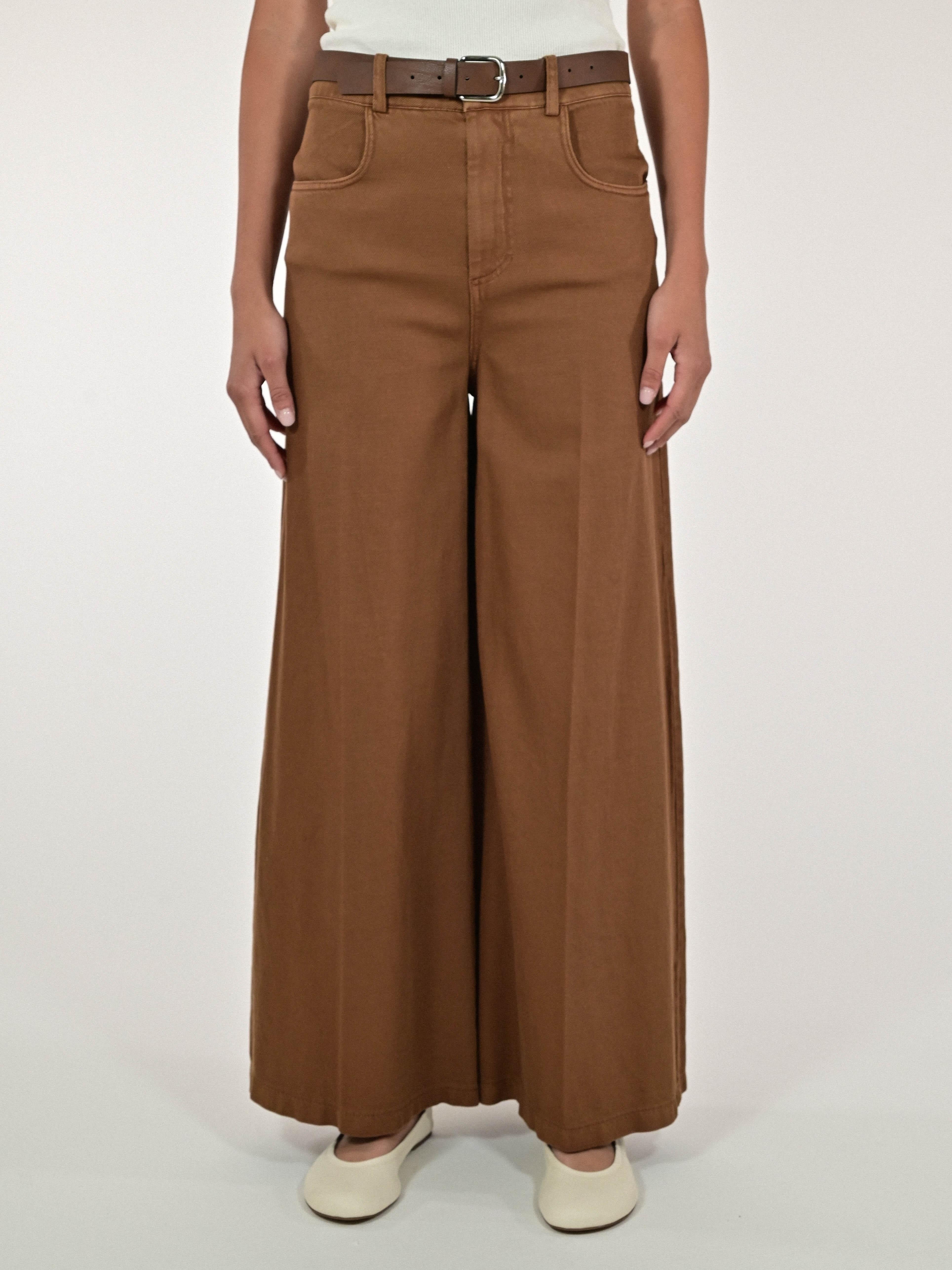 Pantalone palazzo con cinta cotone bruciato CPPE25420632 BRUCIATO LALTRA|STORIA 