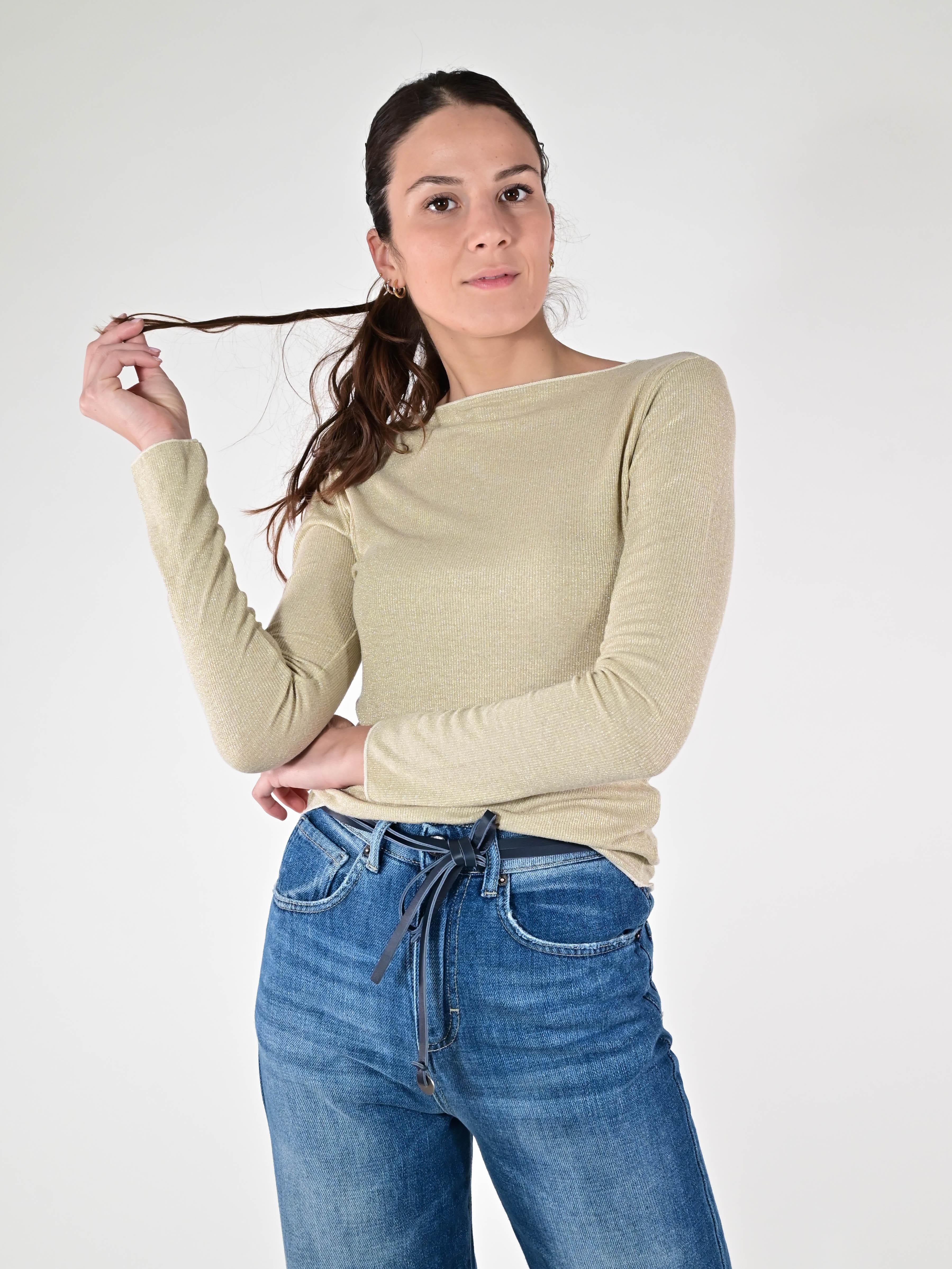 Maglia coste lurex frullino oro JS12635/9178 ORO LALTRA|STORIA 