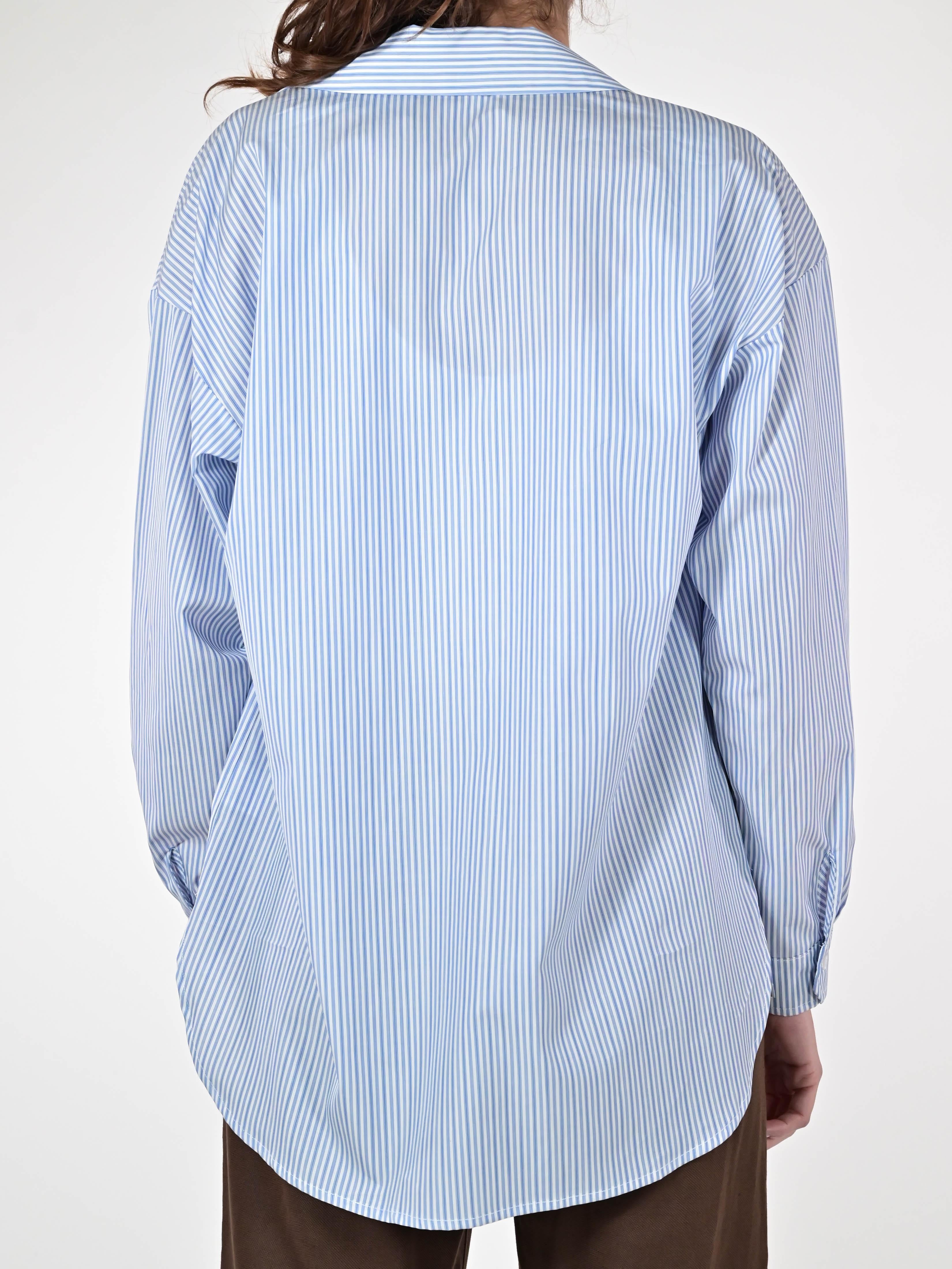 Camicia lunga tasca in cotone riga blu VBPE1561536 RIGA BLU LALTRA|STORIA 