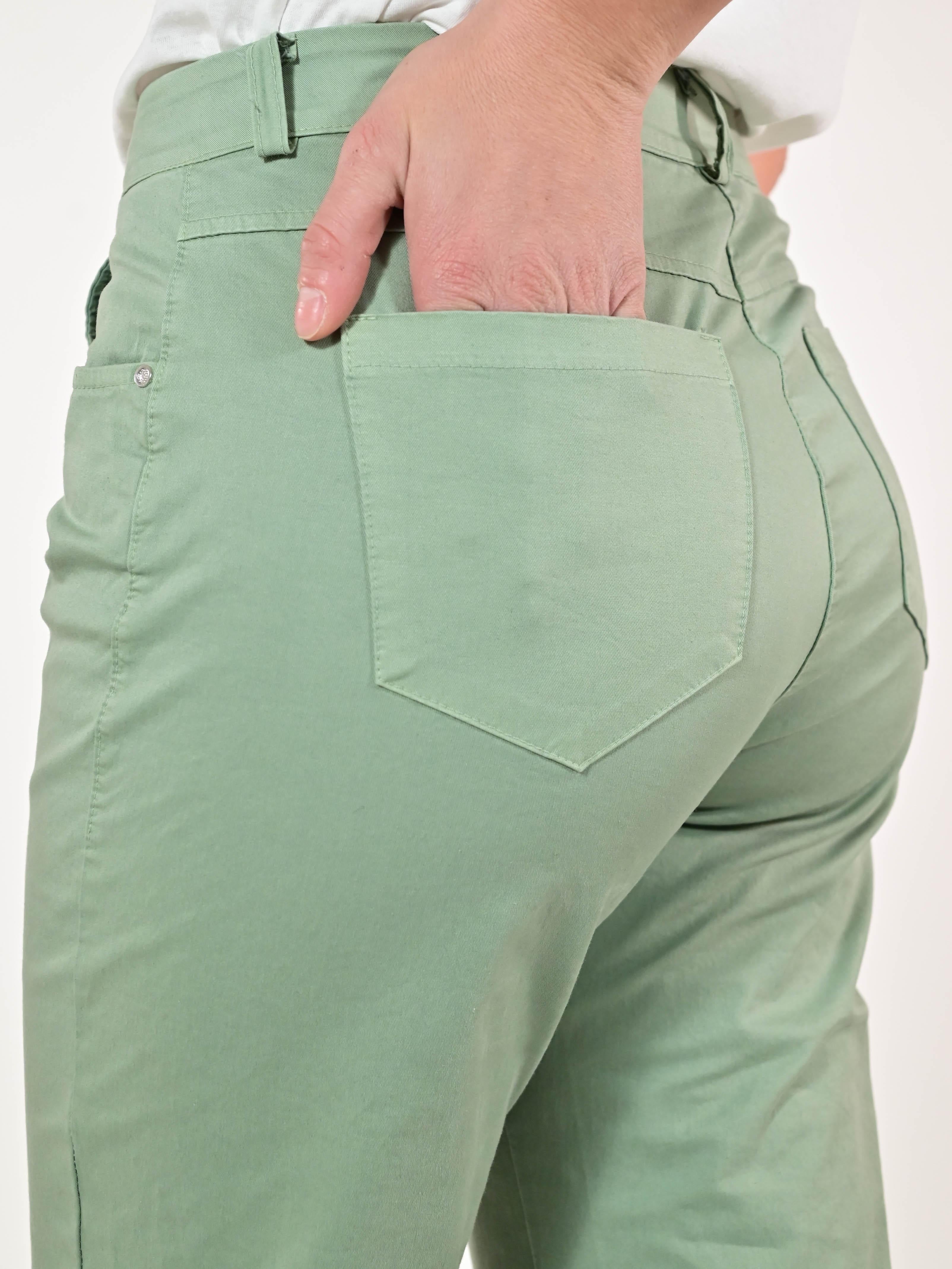 Pantalone slim in gabardine cotone verde salvia P1091029 VERDE SALVIA LALTRA|STORIA 