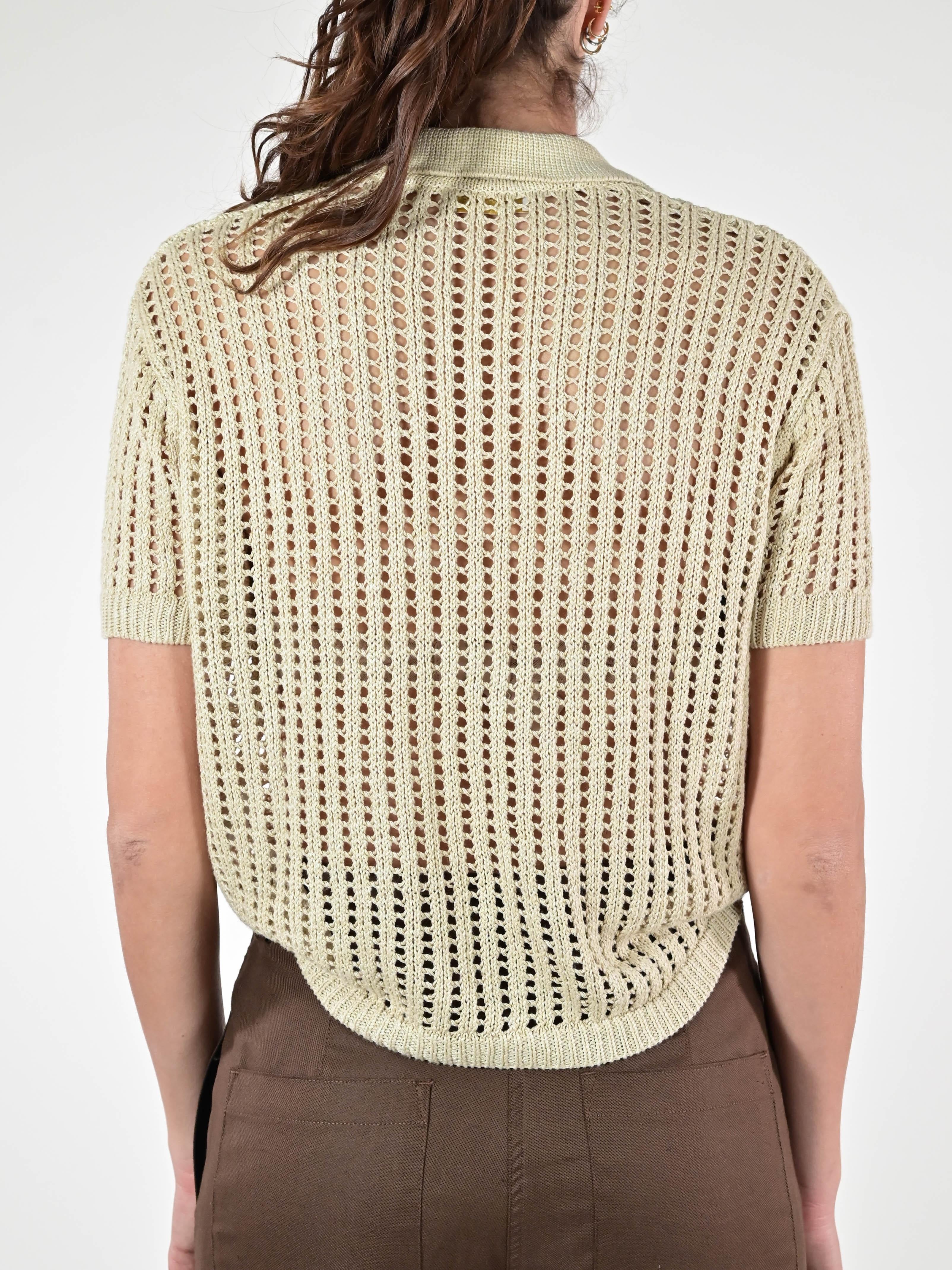 Maglia polo traforata lino-viscosa corda D93VN4729 CORDA LALTRA|STORIA 