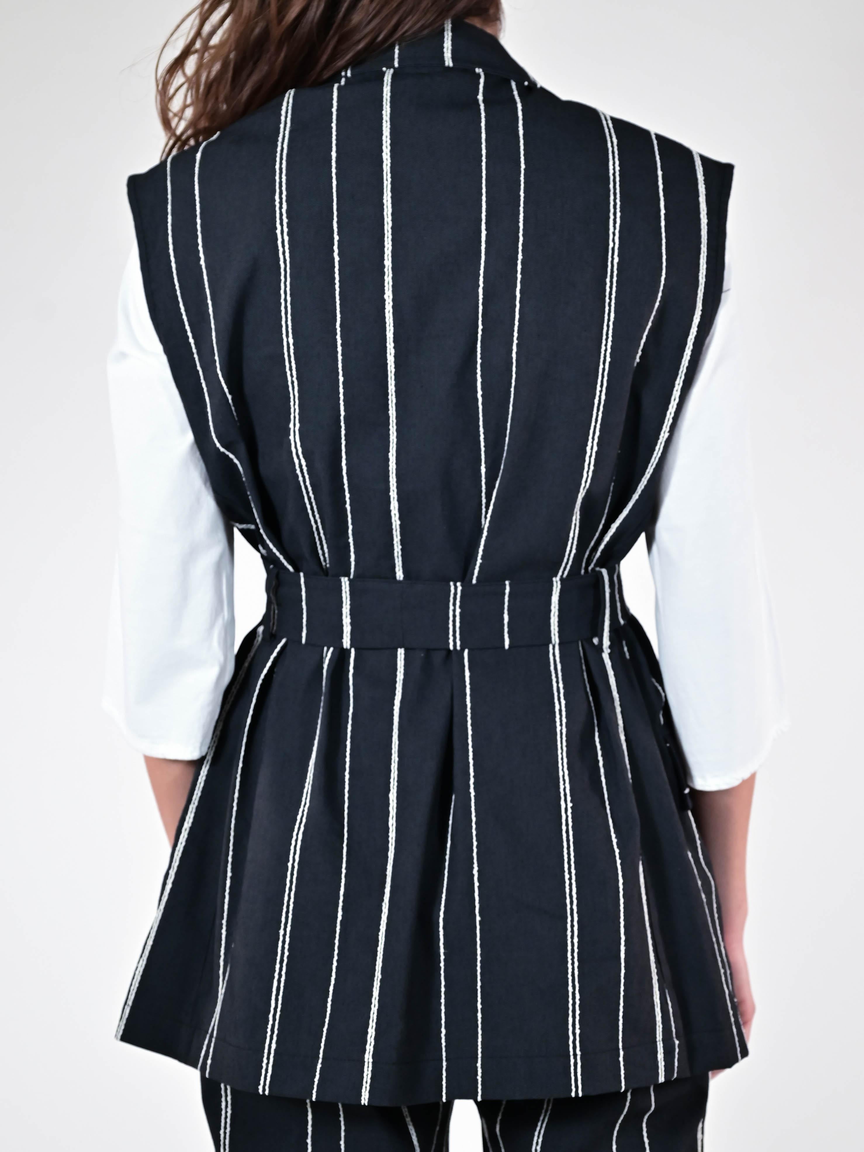 Gilet gessato cotone nero G1091152 NERO LALTRA|STORIA 
