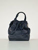 Borsa shopper doppia chiusura vera pelle blu