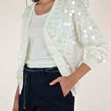 Cardigan paillettes viscosa panna D93VN4324 PANNA LALTRA|STORIA 