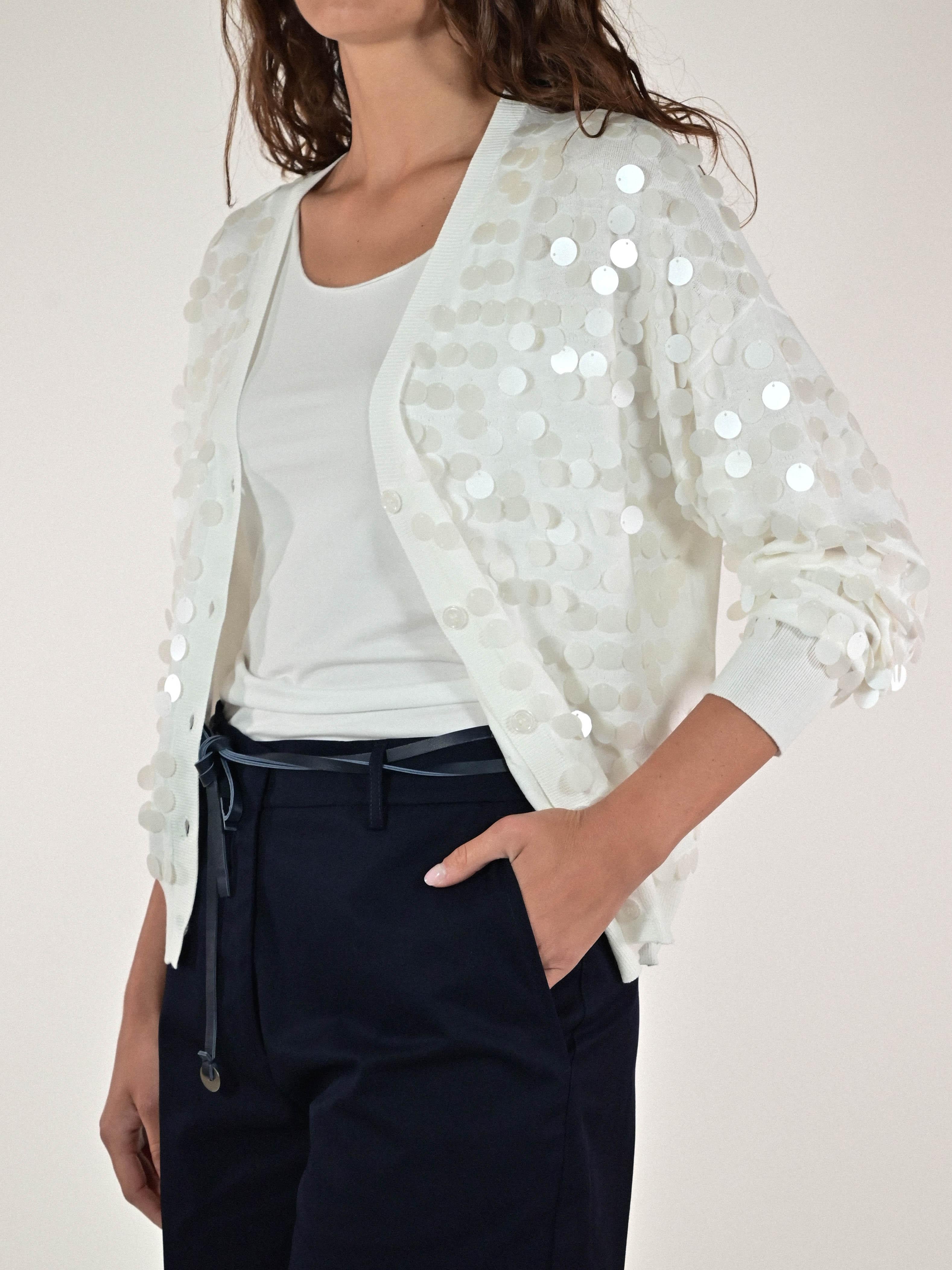 Cardigan paillettes viscosa panna D93VN4324 PANNA LALTRA|STORIA 