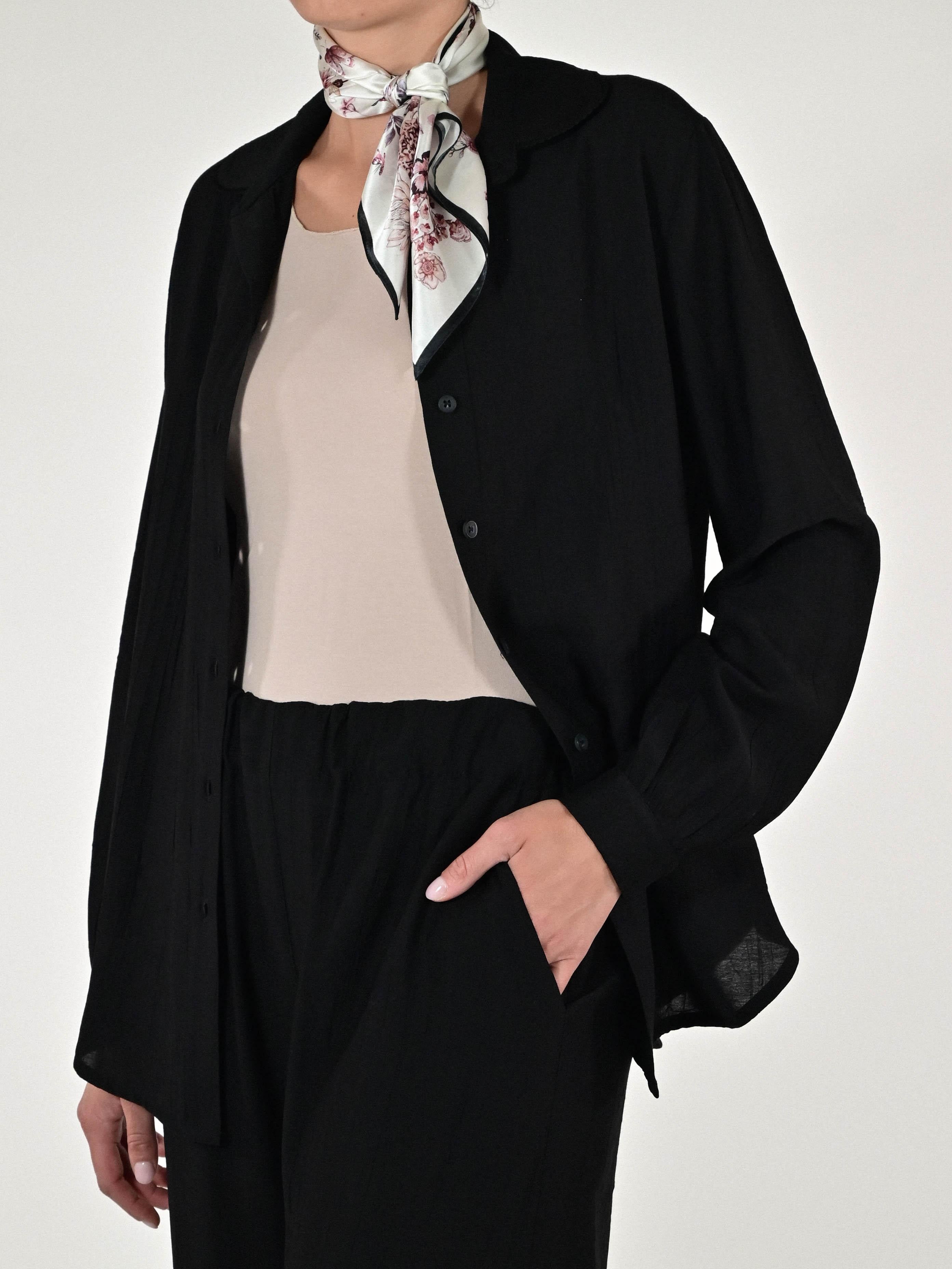 Camicia bottoni viscosa nero C1093130 NERO LALTRA|STORIA 