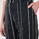 Pantalone palazzo gessato nero P1096433 NERO LALTRA|STORIA 