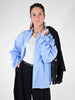 Camicia pieghe manica in cotone azzurro