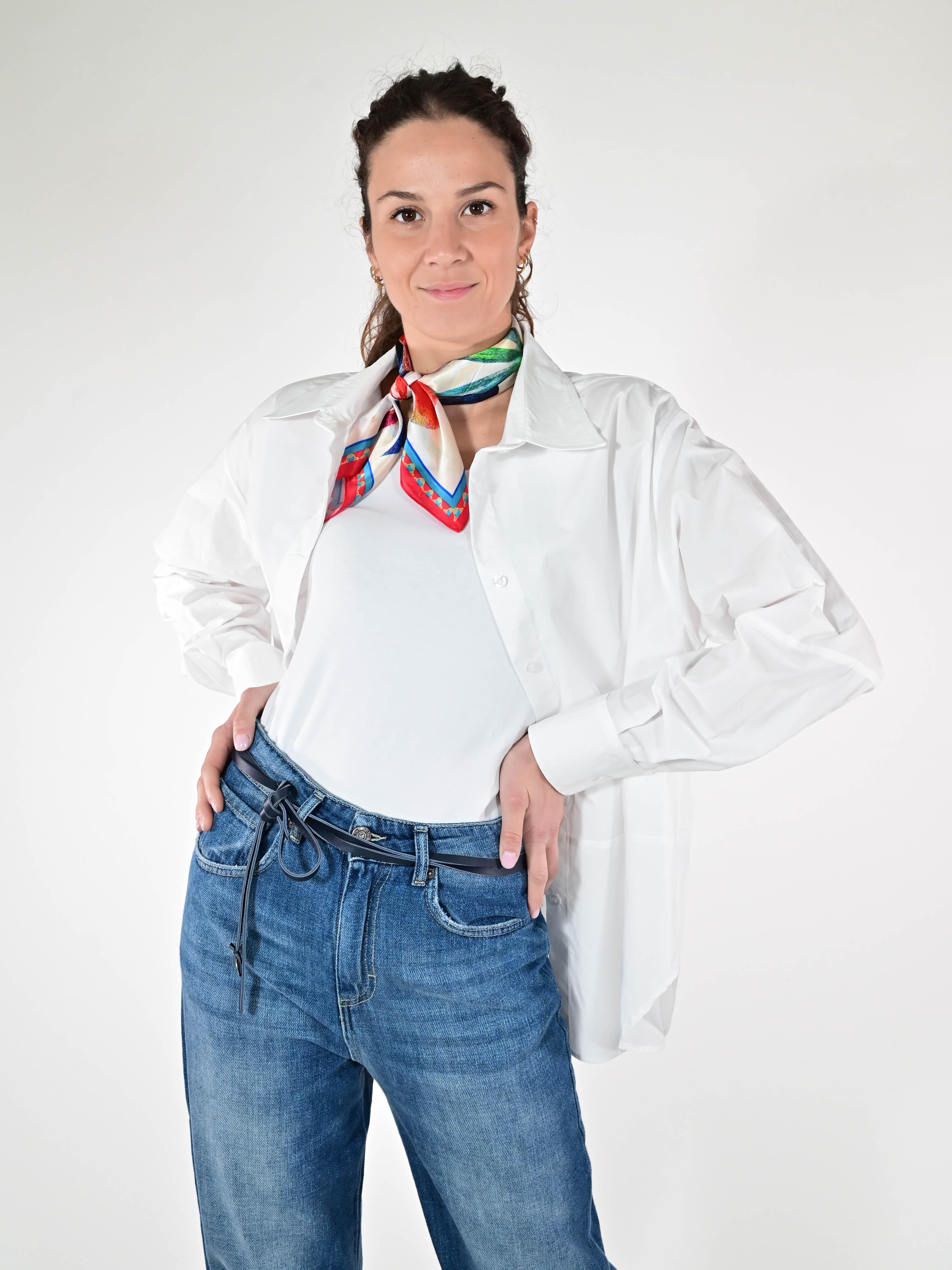 Camicia con taglio cotone bianco C6042-NT-BAS22 BIANCO LALTRA|STORIA 