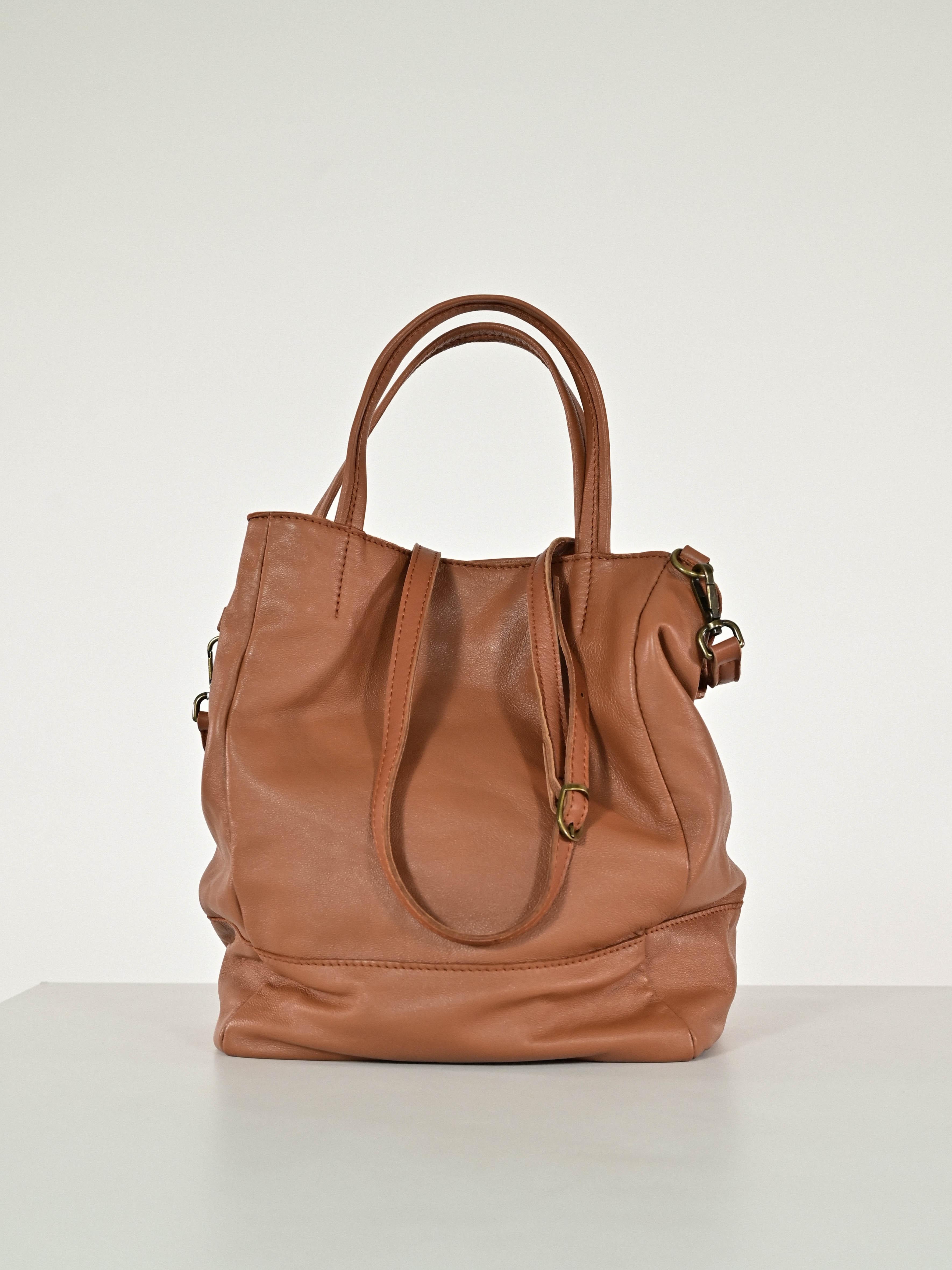 Borsa shopper doppia chiusura vera pelle cuoio GGAR15040 CUOIO LALTRA|STORIA 