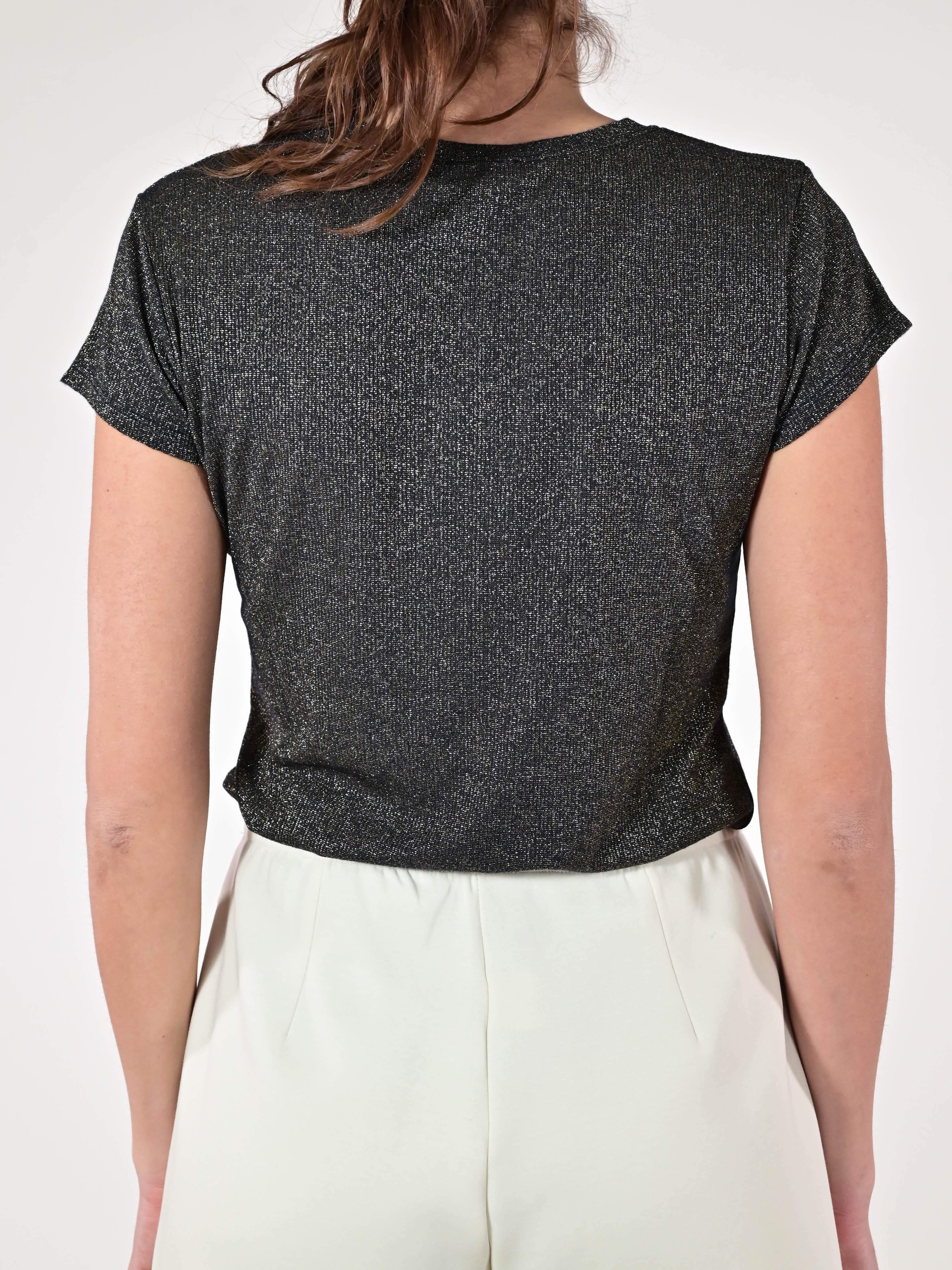 Maglia coste lurex manica corta blu JS19598/9178 BLU LALTRA|STORIA 