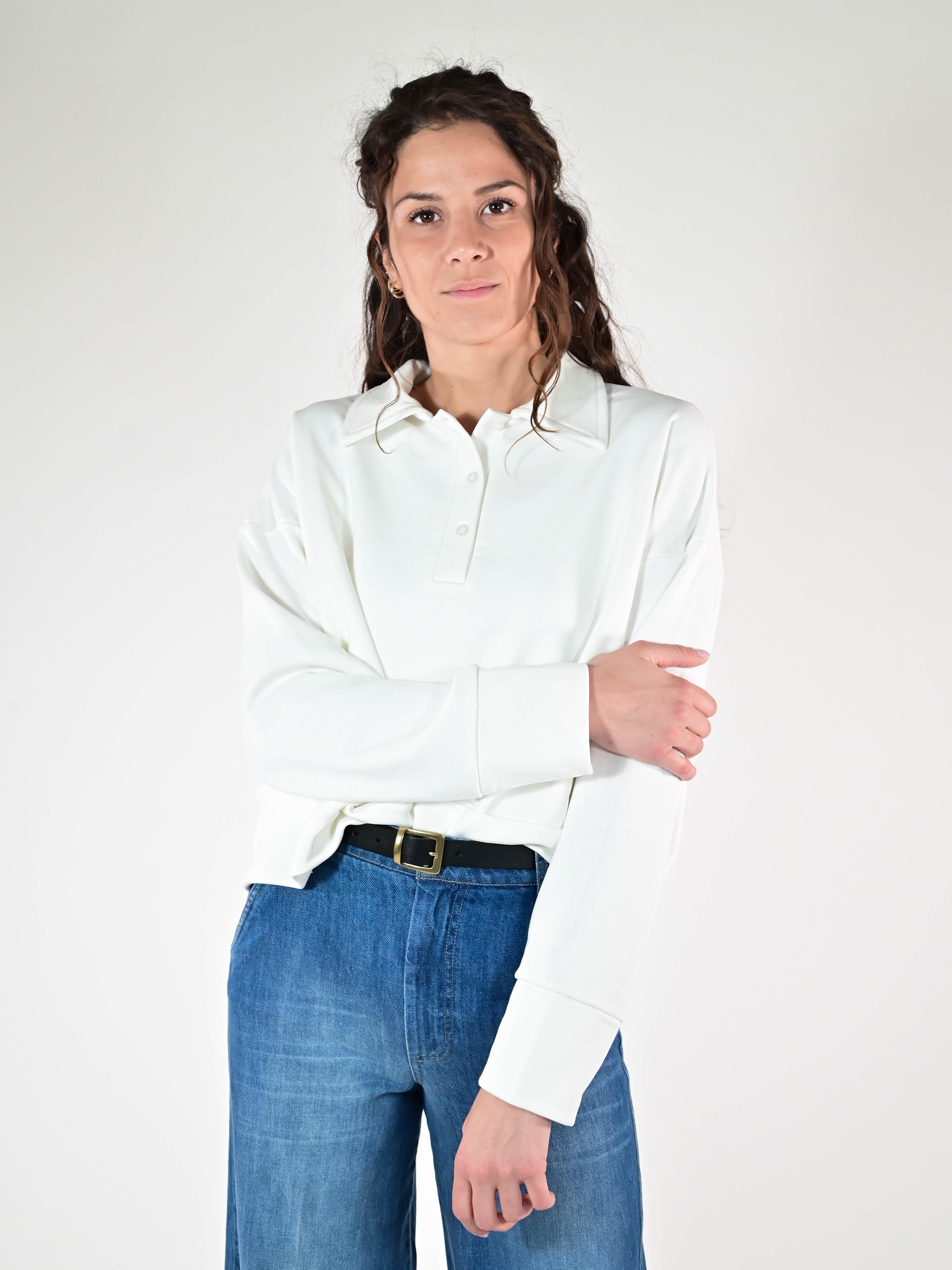 Felpa polo burro F6733-T134-BAS20 LATTE LALTRA|STORIA 