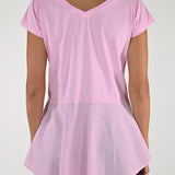 T-shirt scollo V frappa cotone rosa M1117-36-SW/BAS6 ROSA LALTRA|STORIA 