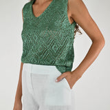 Gilet traforato lurex verde CHGTL6 VERDE LALTRA|STORIA 