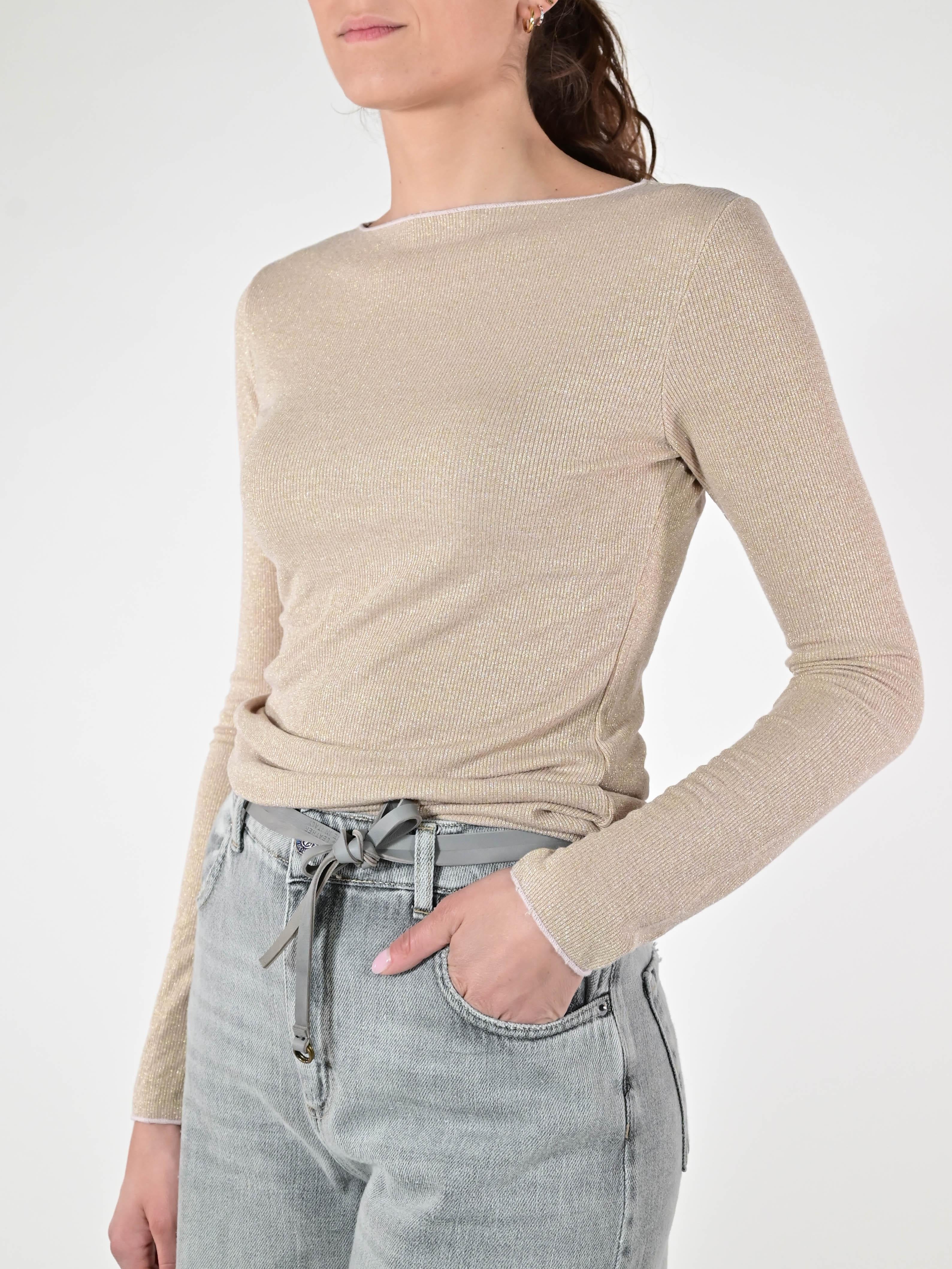 Maglia coste lurex frullino cipria JS12635/9178 CIPRIA LALTRA|STORIA 