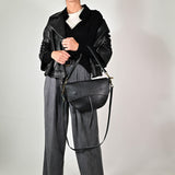 Giacca chiodo over vera pelle GGGB231198 NERO LALTRA|STORIA 
