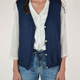 Gilet bottoni filato cotone blu MJ2571710 BLU LALTRA|STORIA 