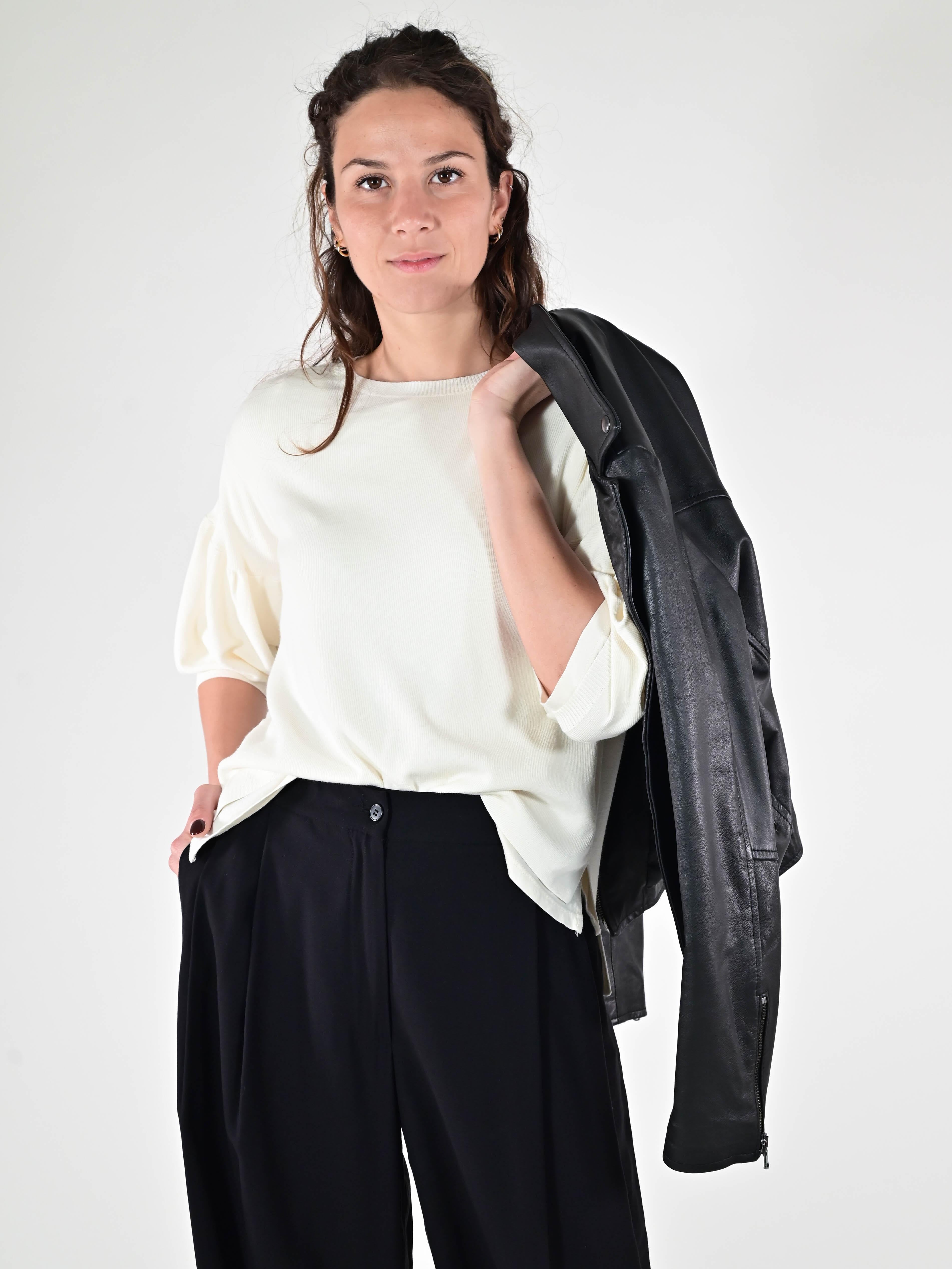 Maglia filato maniche a sbuffo crema D93VN4924 CREMA LALTRA|STORIA 