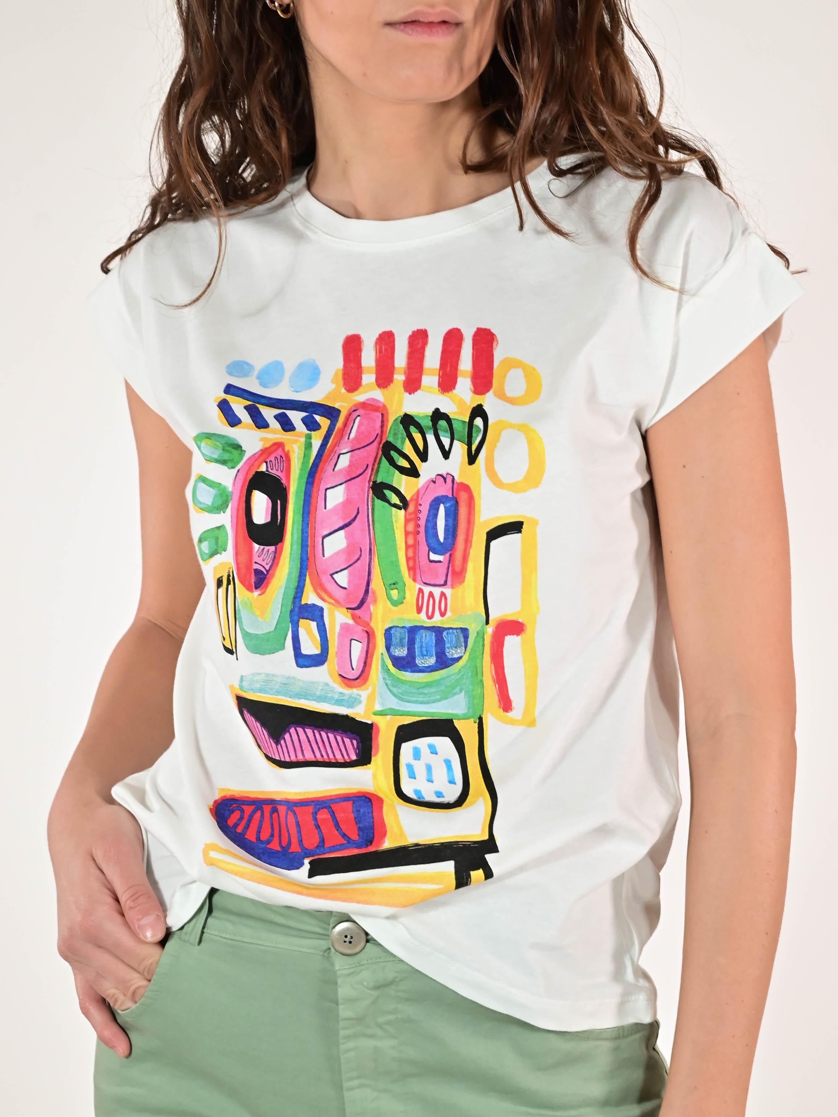 T-shirt stampa astratta cotone FGOTK156939 MULTICOLOR LALTRA|STORIA 