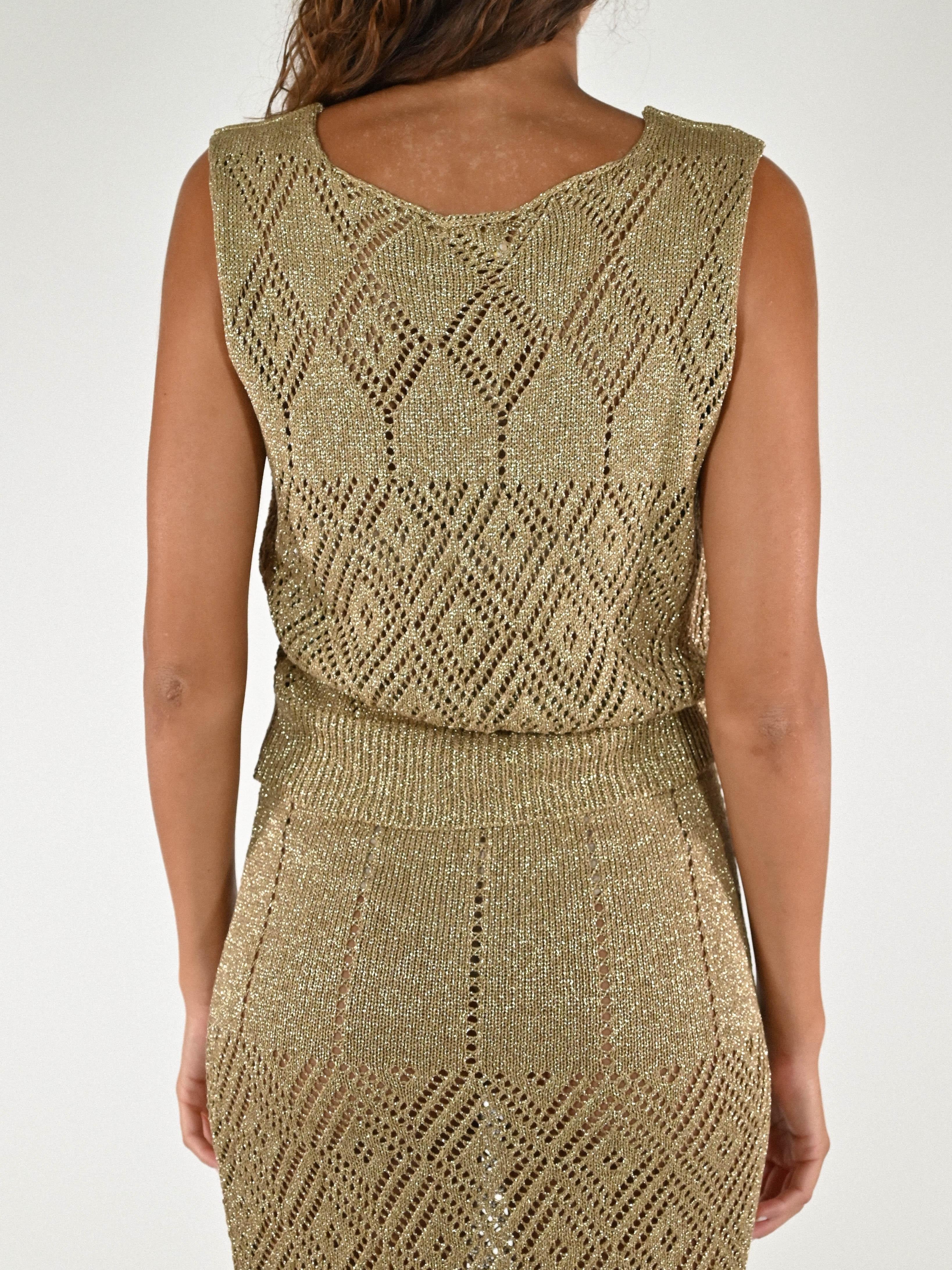Canotta crochet lurex viscosa oro TP6821-T183-BAS15 ORO LALTRA|STORIA 