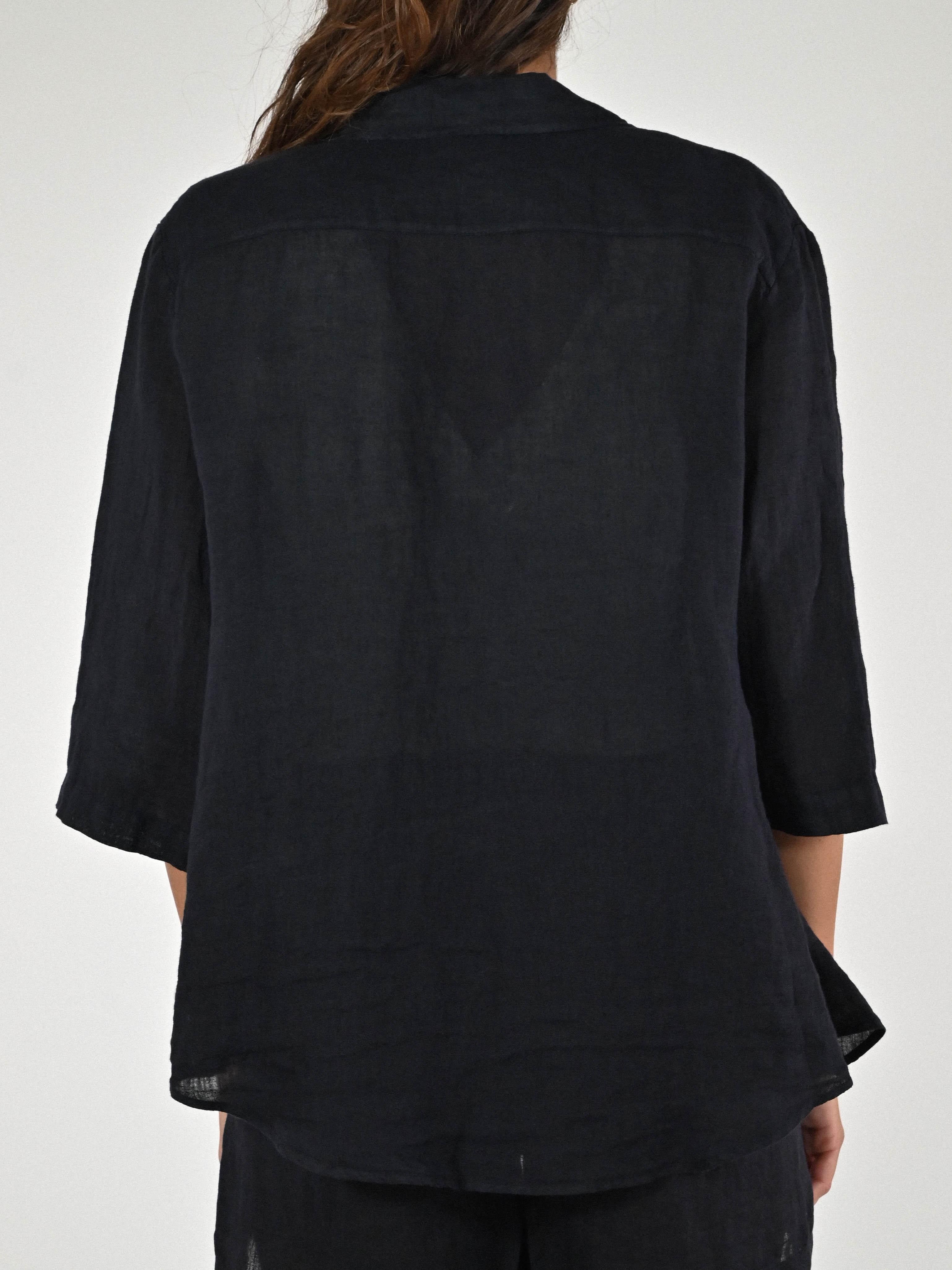 Camicia taschino lino nera C6133-T117SWBAS28 NERO LALTRA|STORIA 